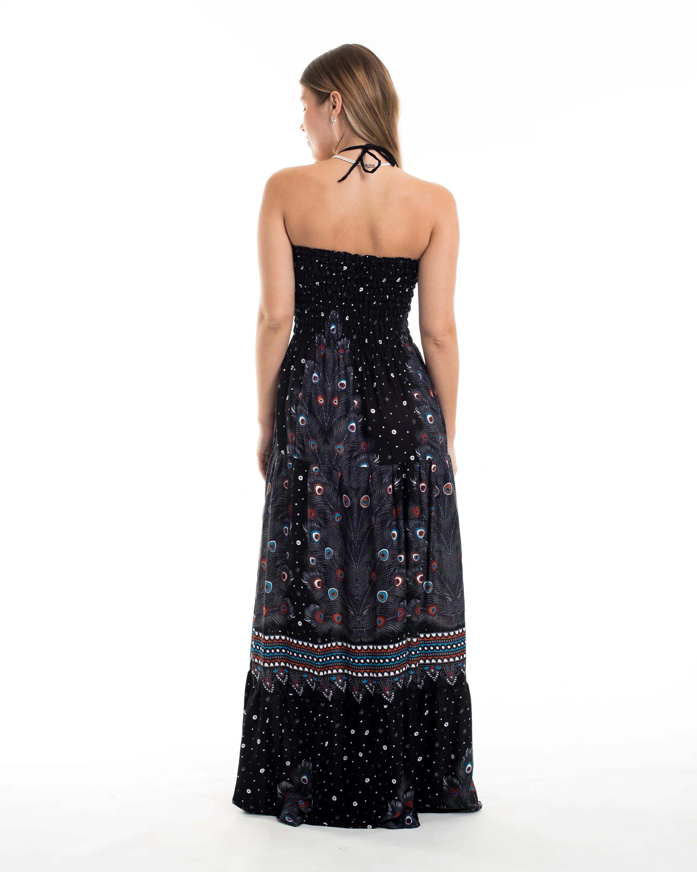 2273-Peacock-Smocked-Maxi-Dress-in-Black-3.webp Peacock Smocked Maxi Dress in Black