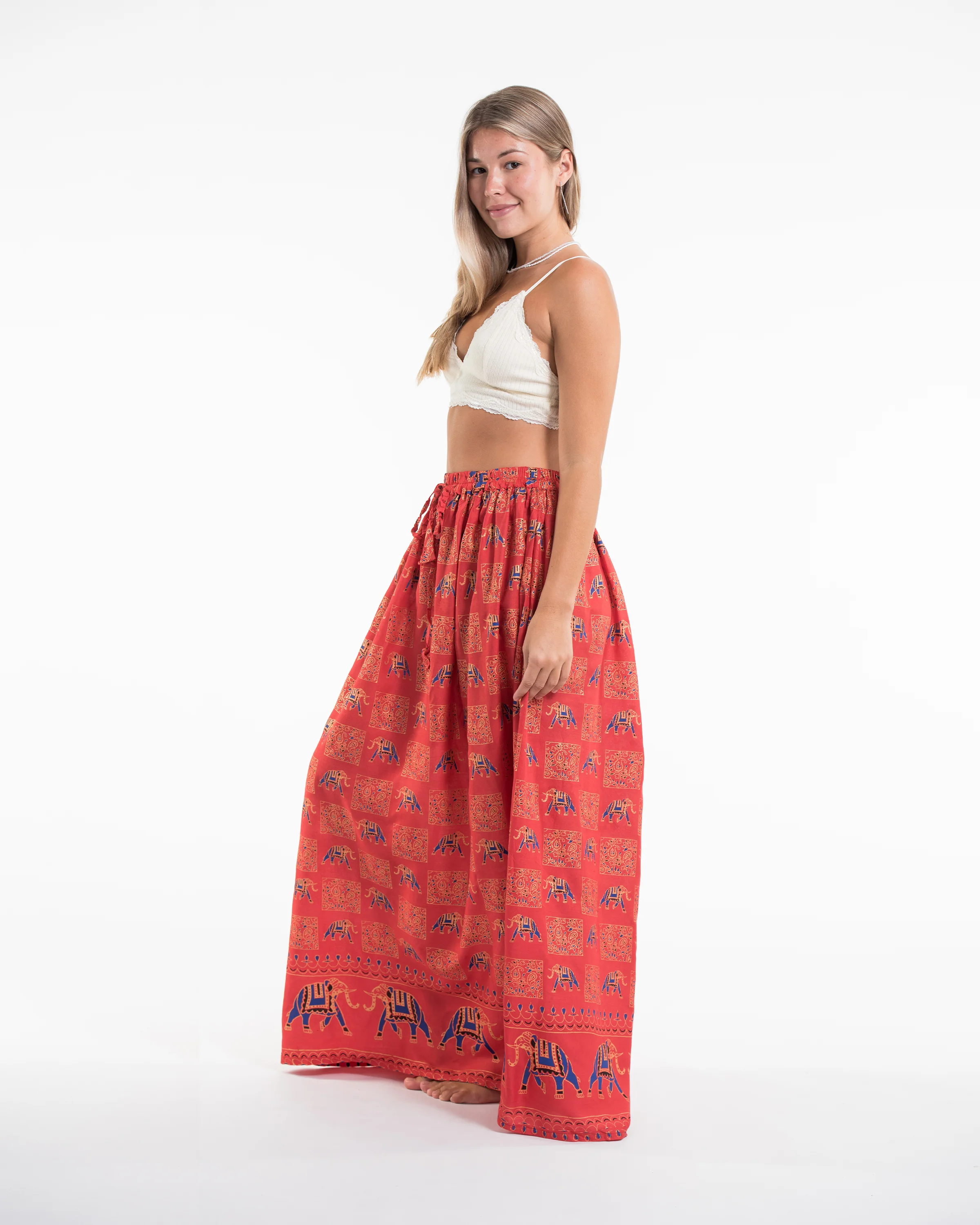 2274-Elephant-Print-Midi-Skirt-in-Red-3.webp Elephant Print Midi Skirt in Red