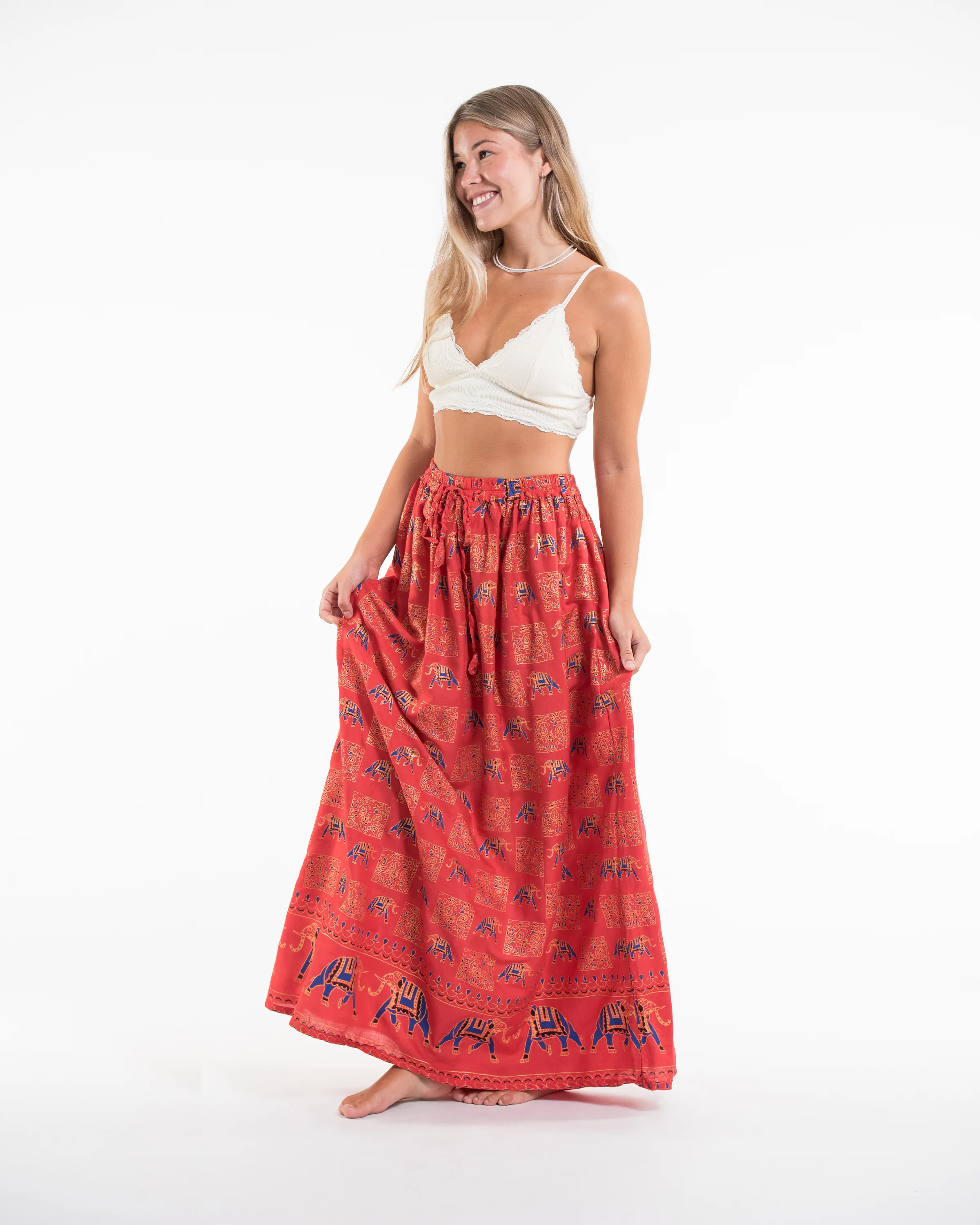 2274-Elephant-Print-Midi-Skirt-in-Red-5.webp Elephant Print Midi Skirt in Red