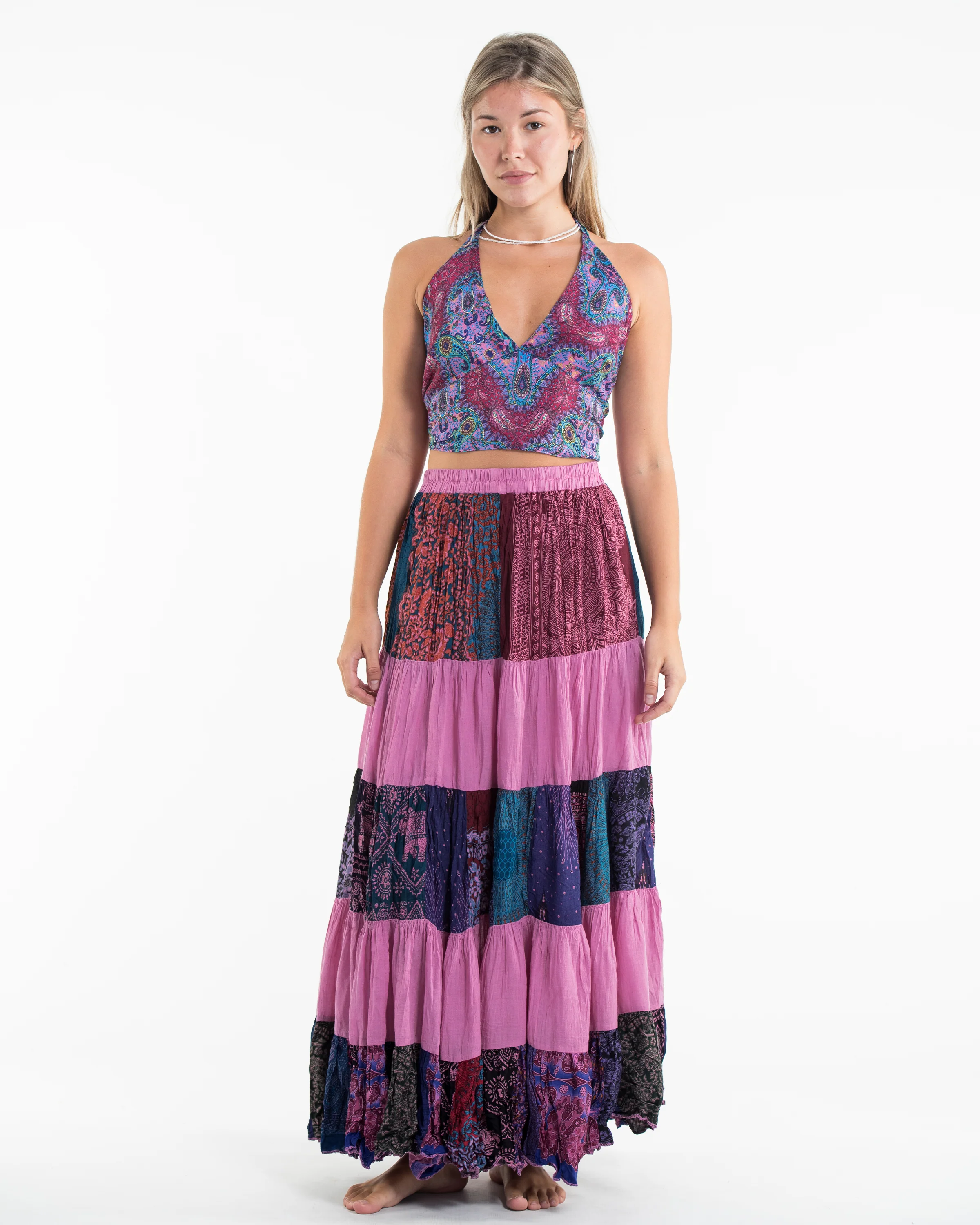 Paisley Halter Crop Top in Midnight Orchid