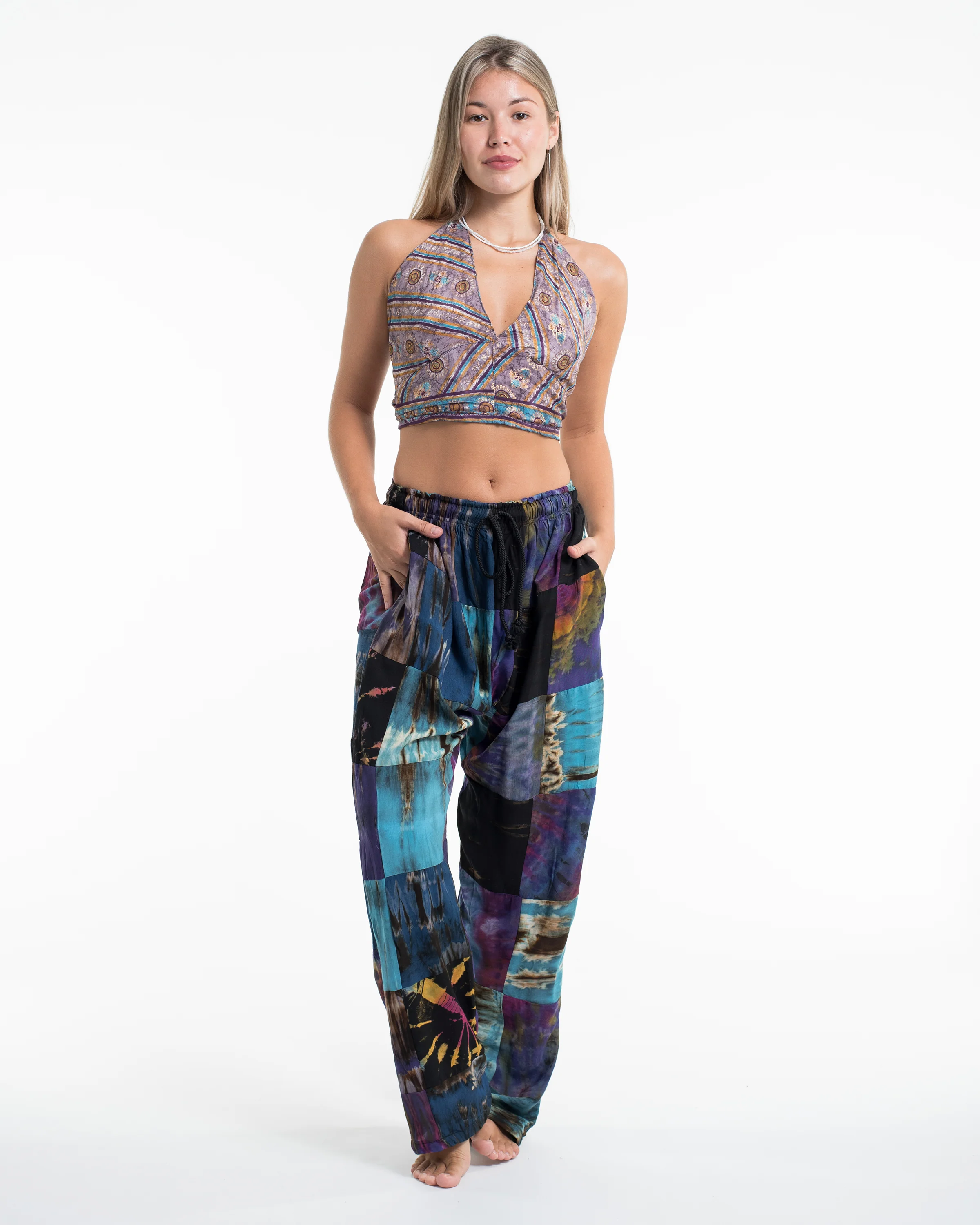 Floral Halter Crop Top in Lilac Gold