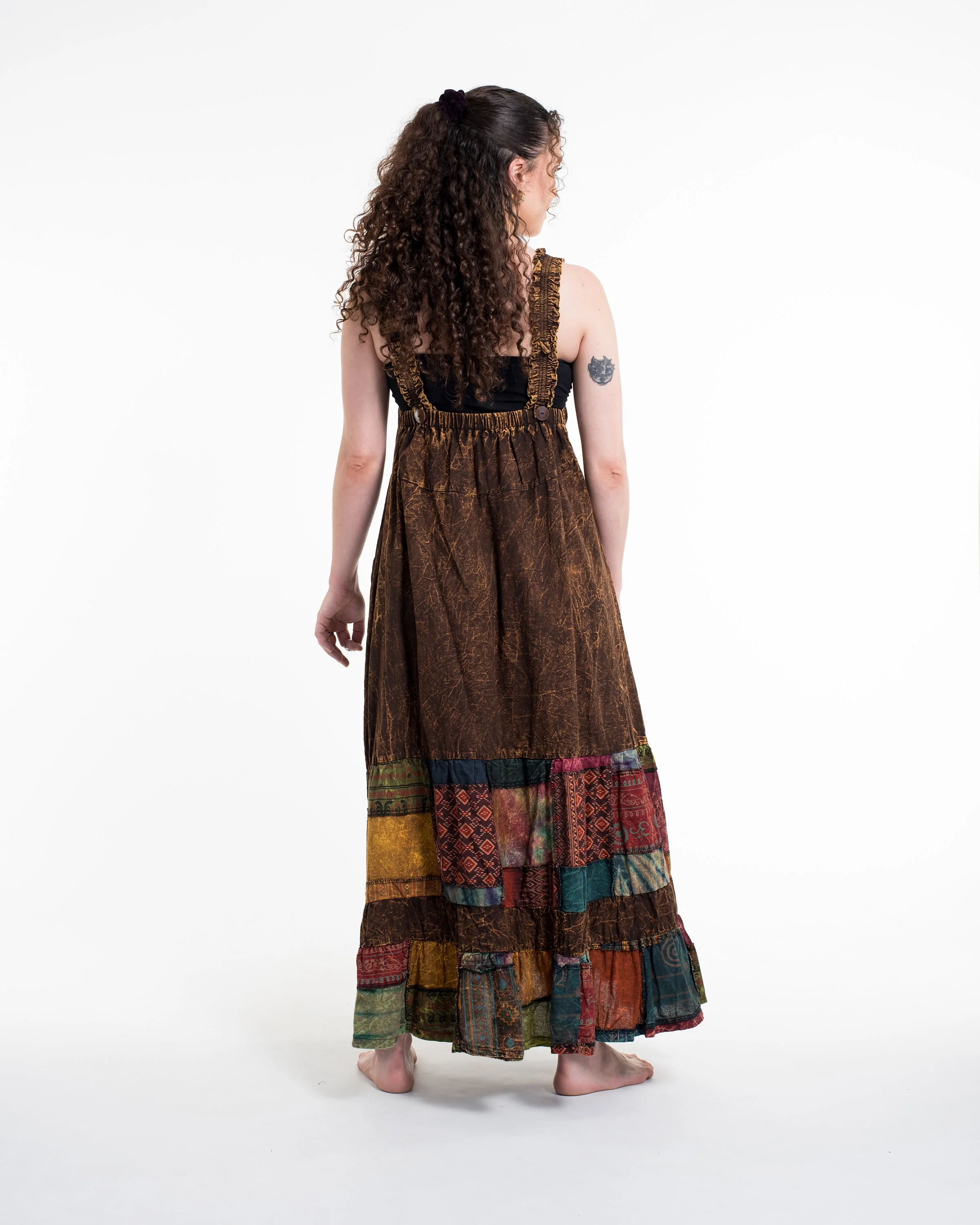 2280-Patchwork-Stonewash-Overall-Dress-in-Multi-Brown-3.webp Patchwork Stonewash Overall Dress in Multi Brown