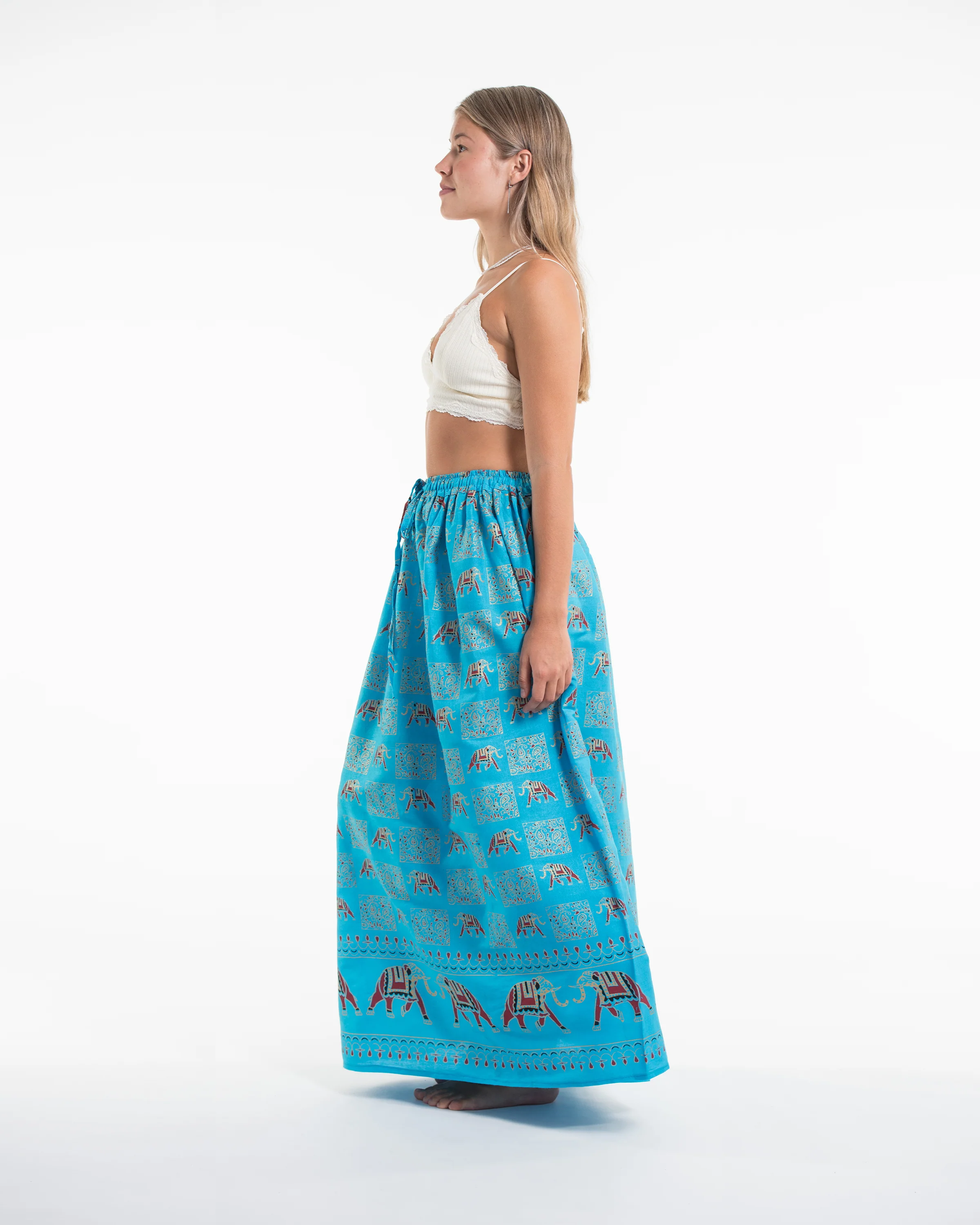 2287-Elephant-Print-Midi-Skirt-in-Blue-3.webp Elephant Print Midi Skirt in Blue