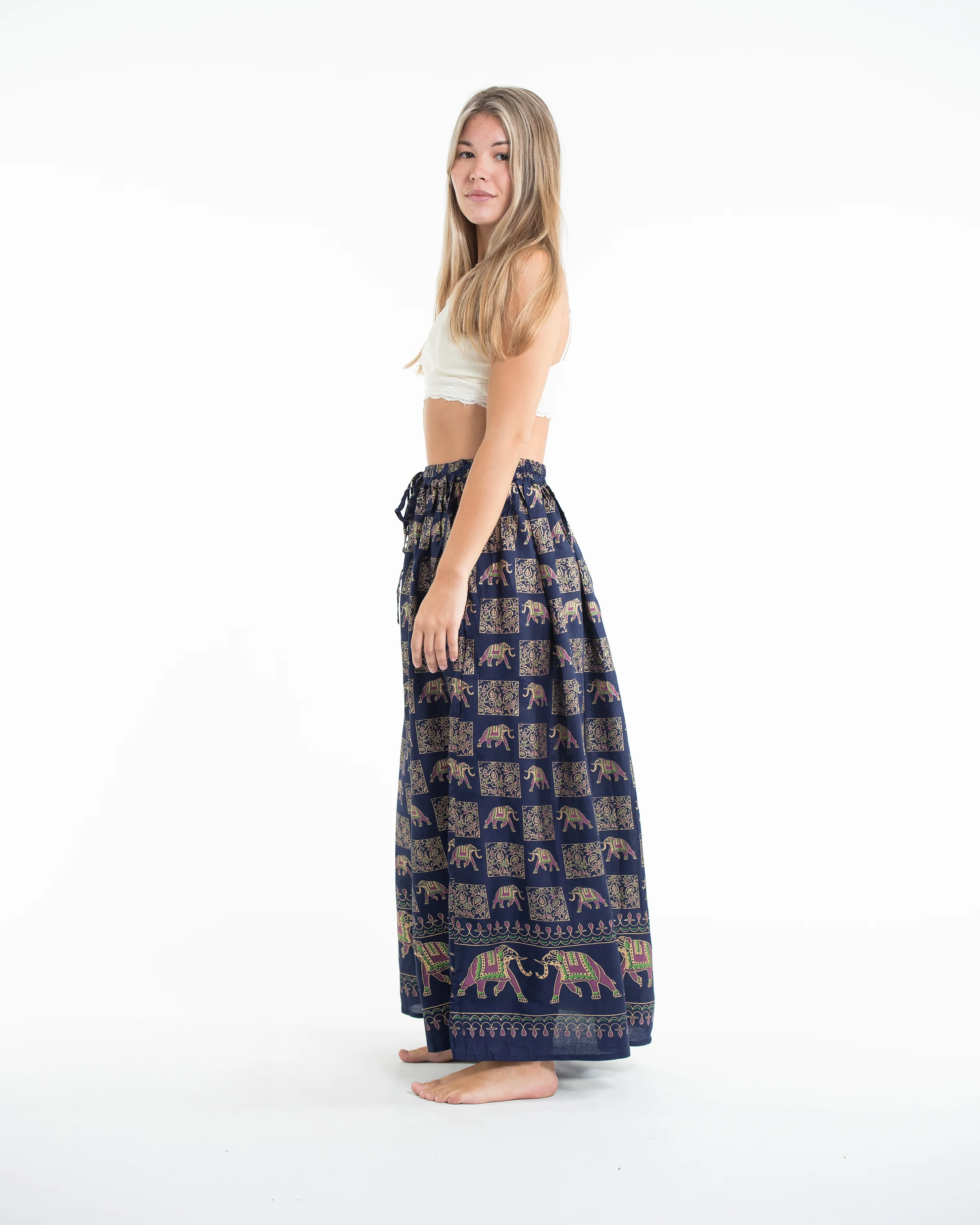 2288-Elephant-Print-Midi-Skirt-in-Navy-3.webp Elephant Print Midi Skirt in Navy