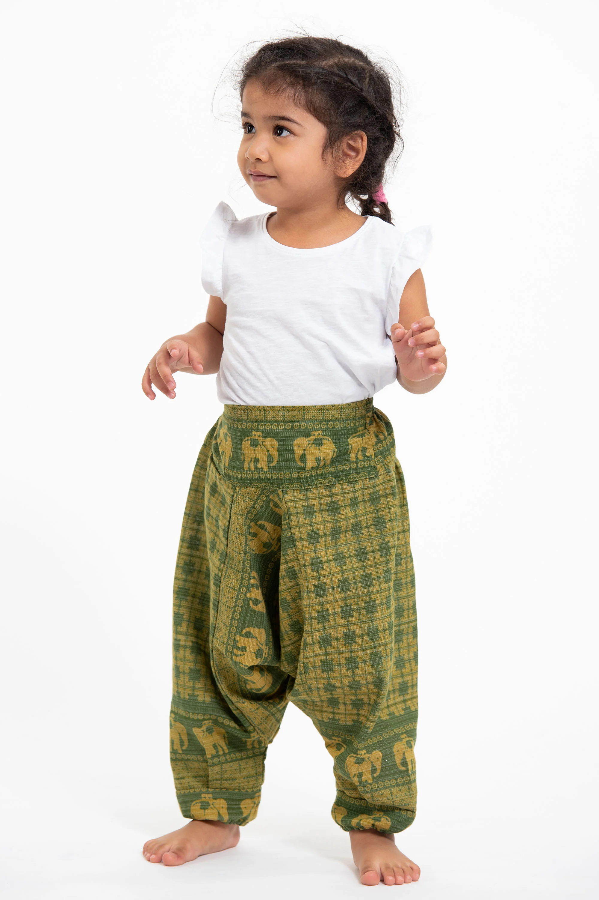 2328-Hill-Tribe-Elephant-Kids-Elephant-Pants-in-Green-3.webp Hill Tribe Elephant Kids Elephant Pants in Green