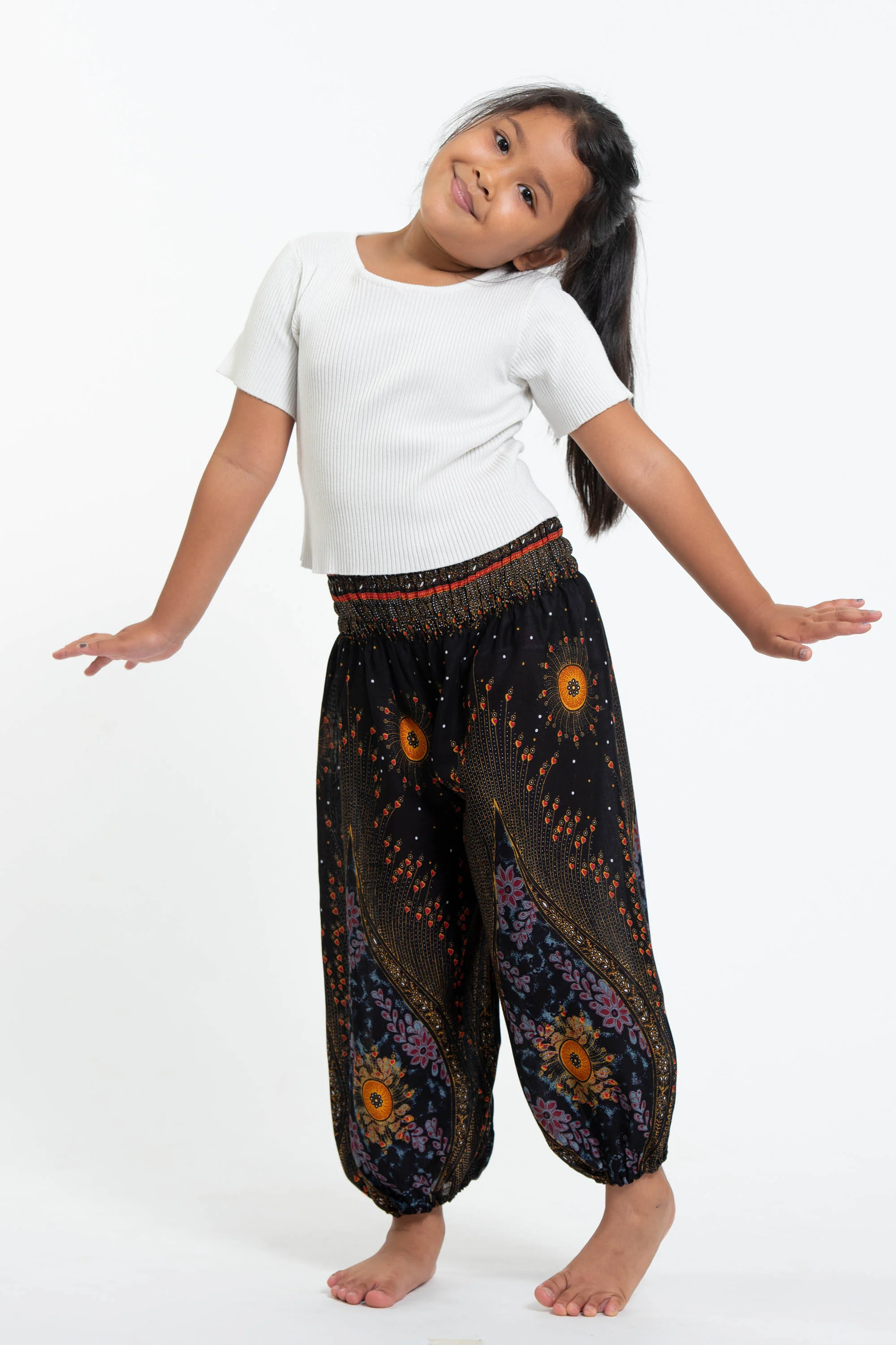 2332-Peacock-Eye-Kids-Harem-Pants-in-Black-3.webp Peacock Eye Kids Harem Pants in Black