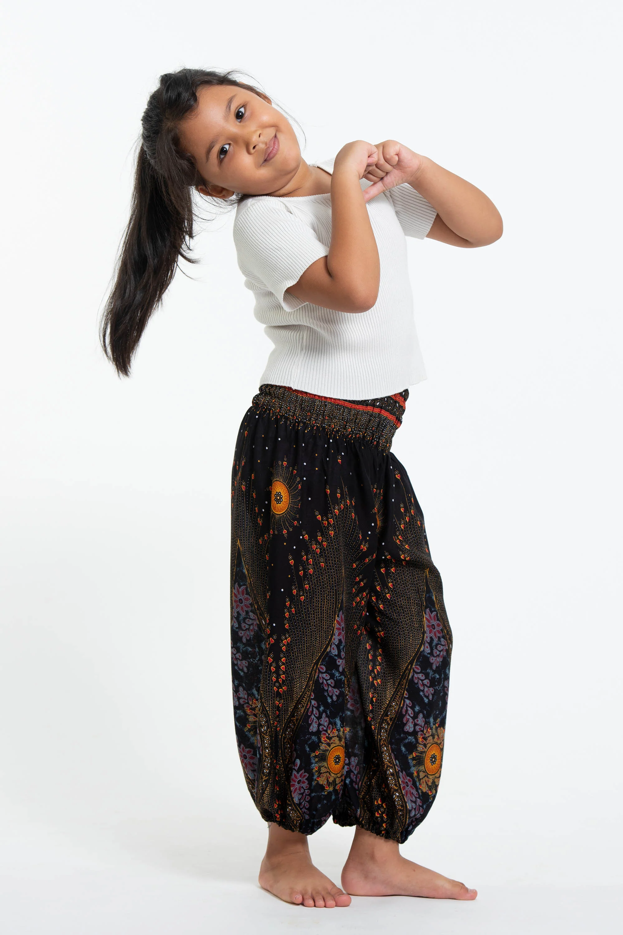 2332-Peacock-Eye-Kids-Harem-Pants-in-Black-4.webp Peacock Eye Kids Harem Pants in Black