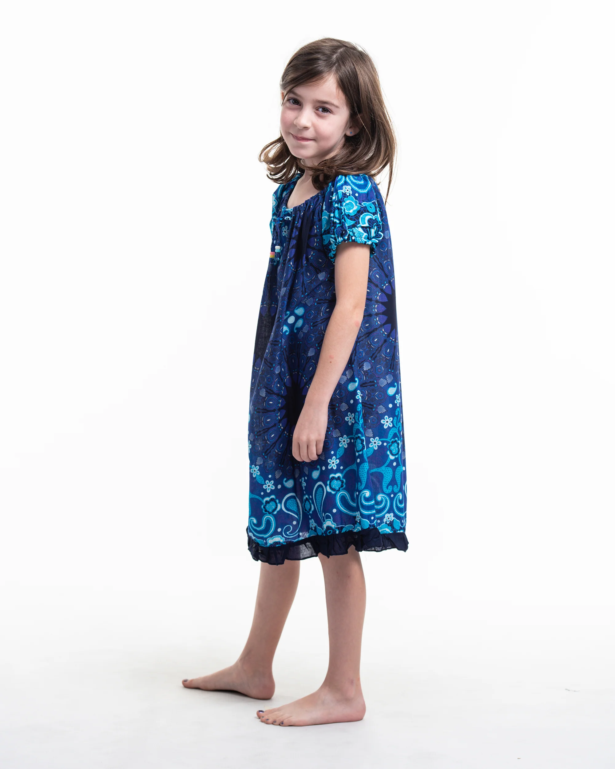 234-Kids-Paisley-Mandalas-Dress-in-Blue-3.webp Kids Paisley Mandalas Dress in Blue