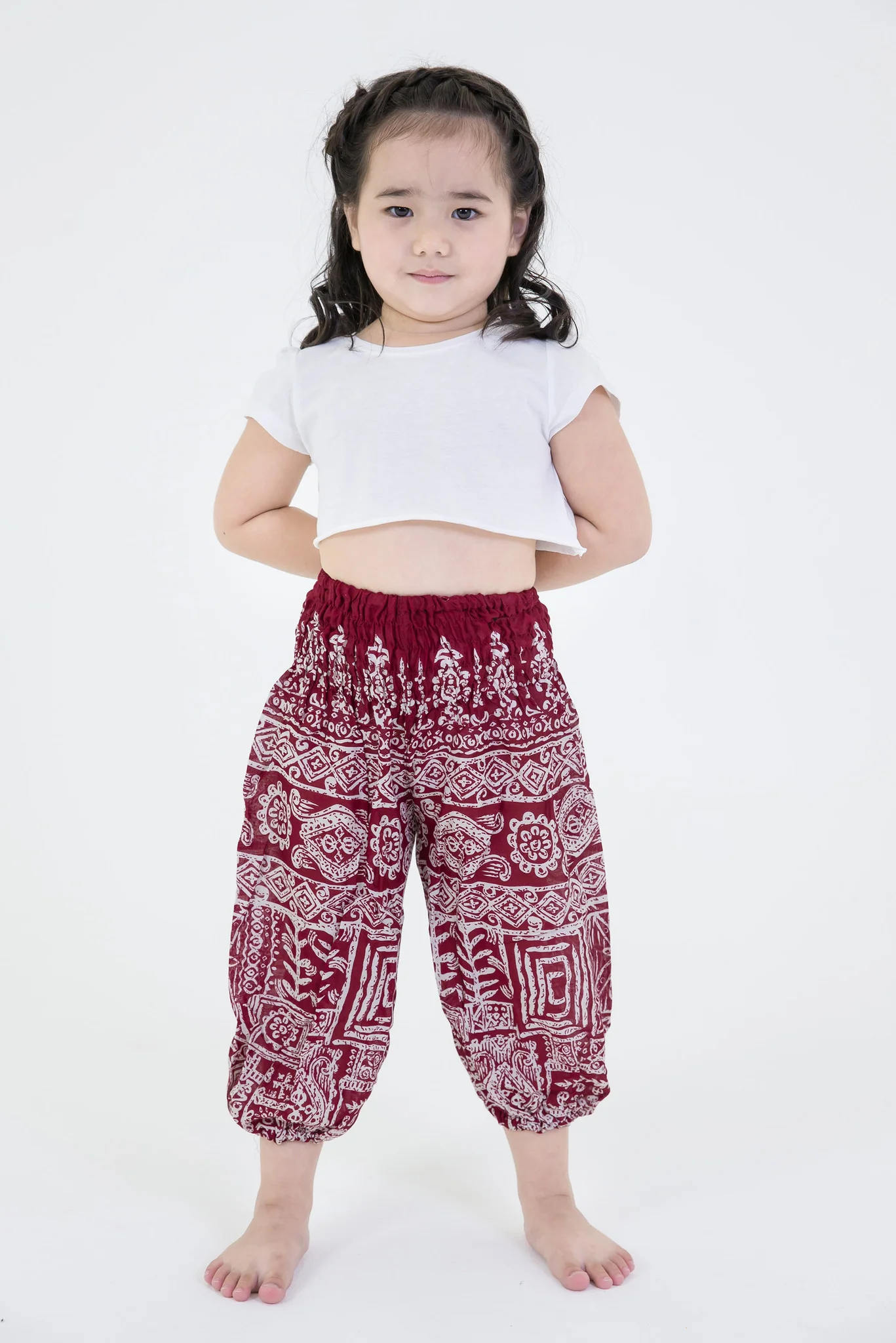 Tribal Prints Kids Harem Pants in Red
