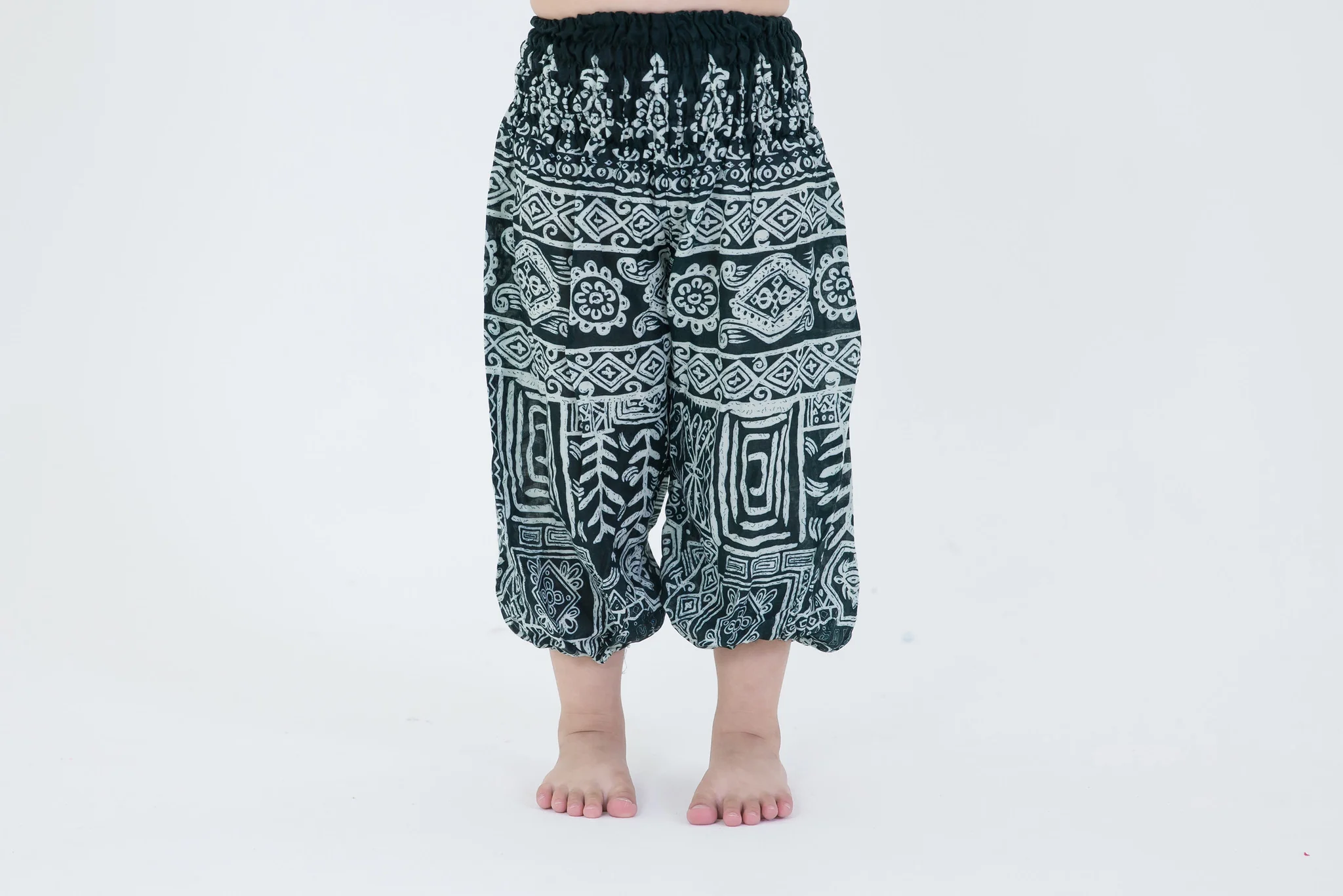 Tribal Prints Kids Harem Pants in Green