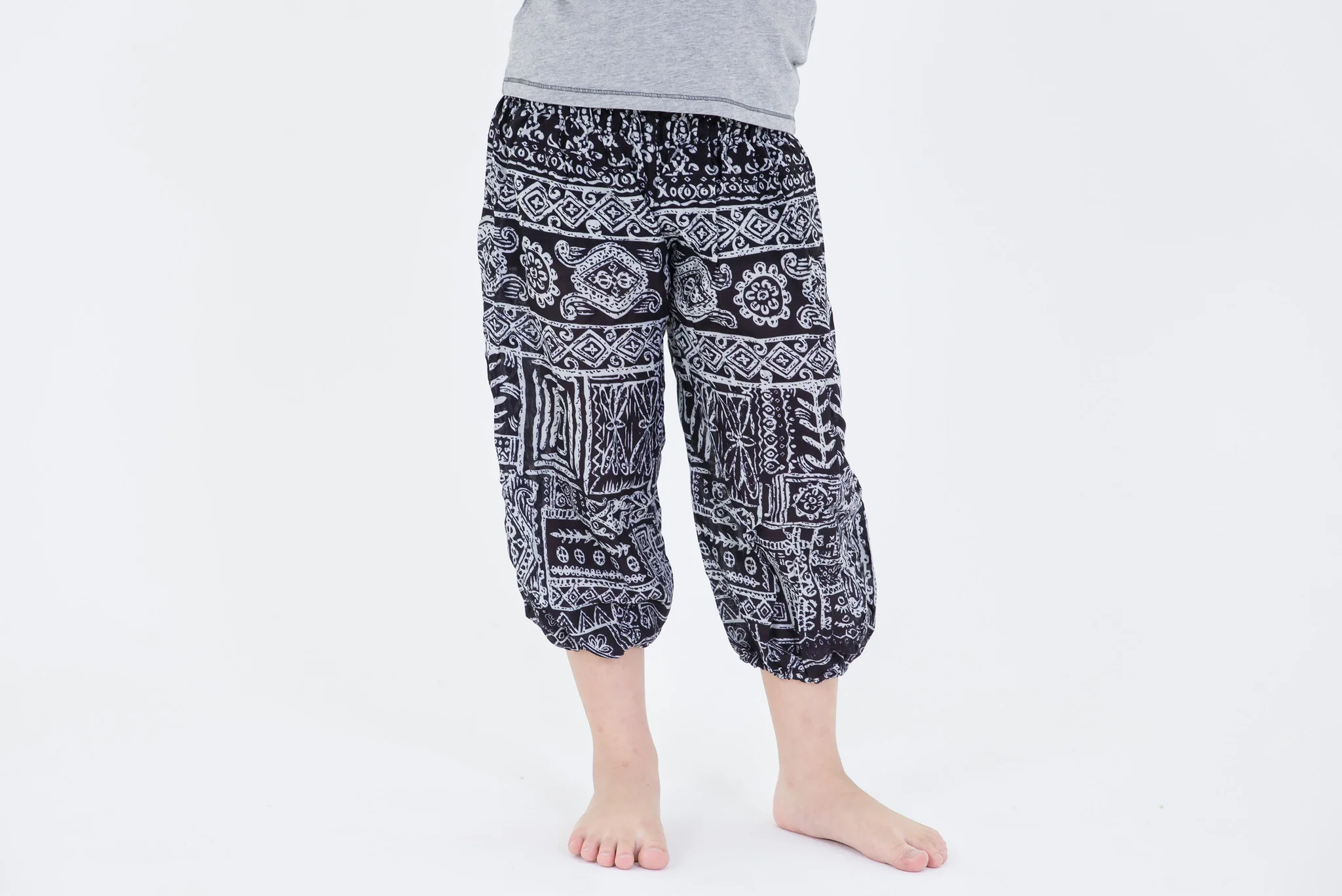 Tribal Prints Kids Harem Pants in Black