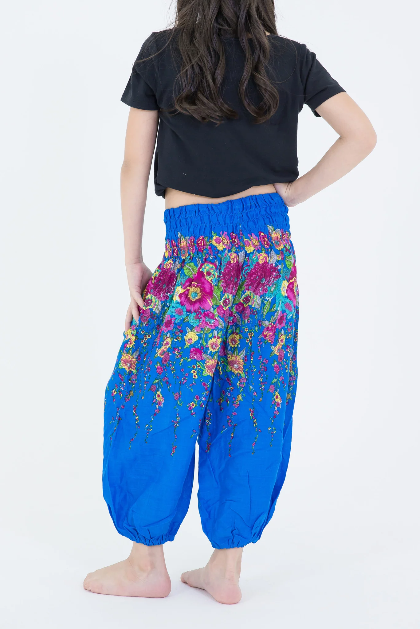 2356-Floral-Kids-Harem-Pants-in-Ocean-Blue-4.webp Floral Kids Harem Pants in Ocean Blue