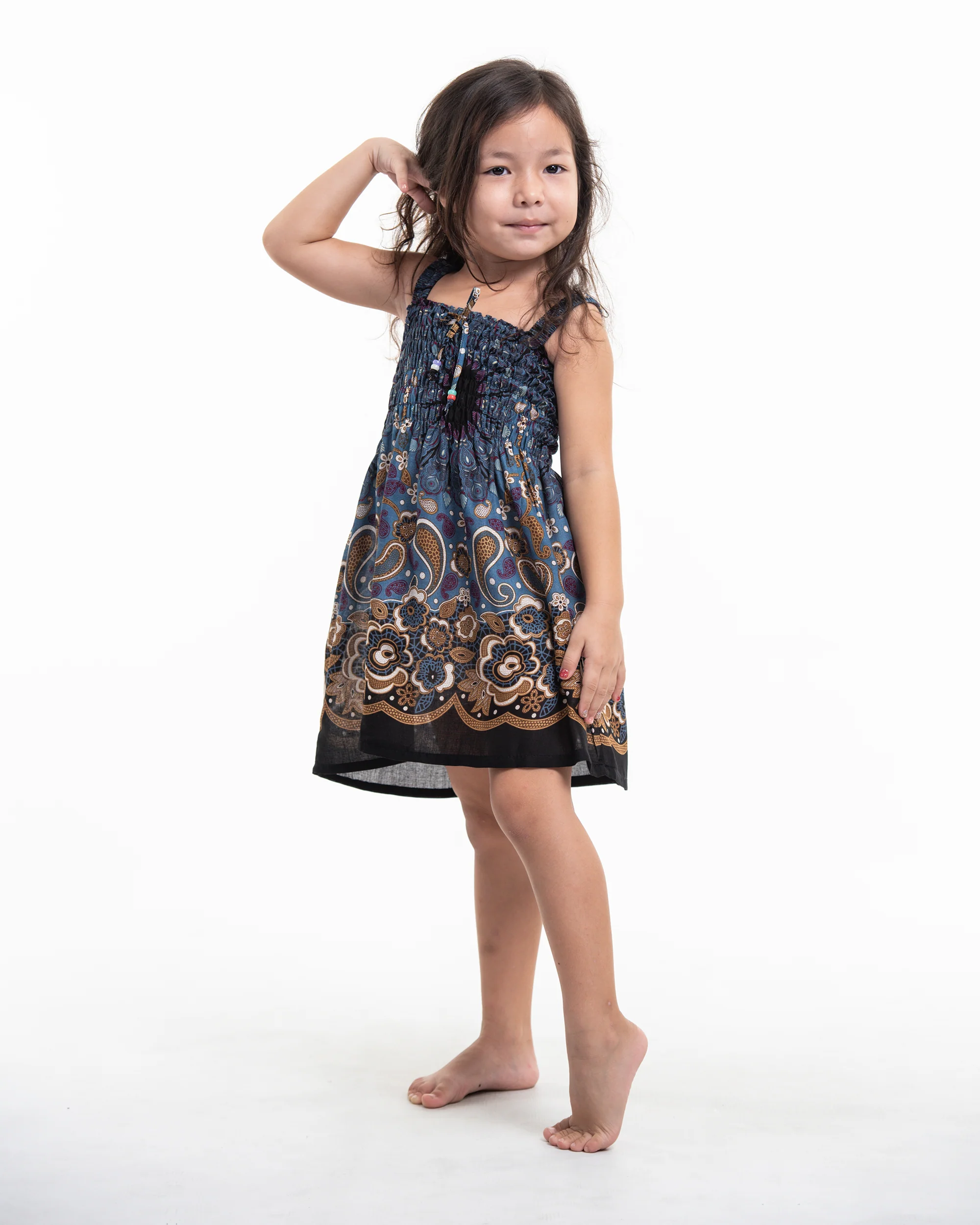 238-Kids-Paisley-Mandalas-Smock-Dress-in-Blue-Gray-4.webp Kids Paisley Mandalas Smock Dress in Blue Gray