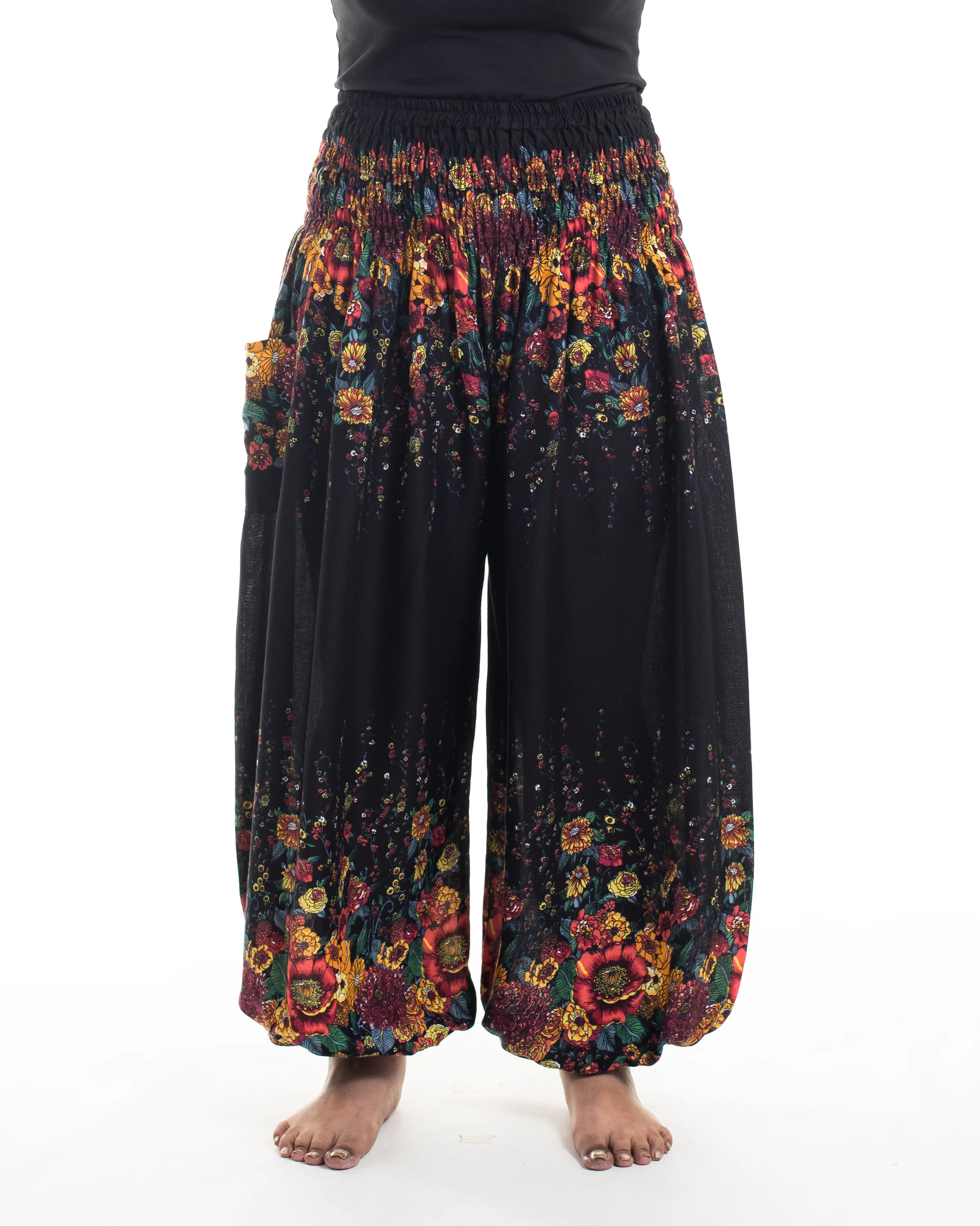 2389-Plus-Size-Floral-Women-s-Harem-Pants-in-Black-2.webp Plus Size Floral Women's Harem Pants in Black