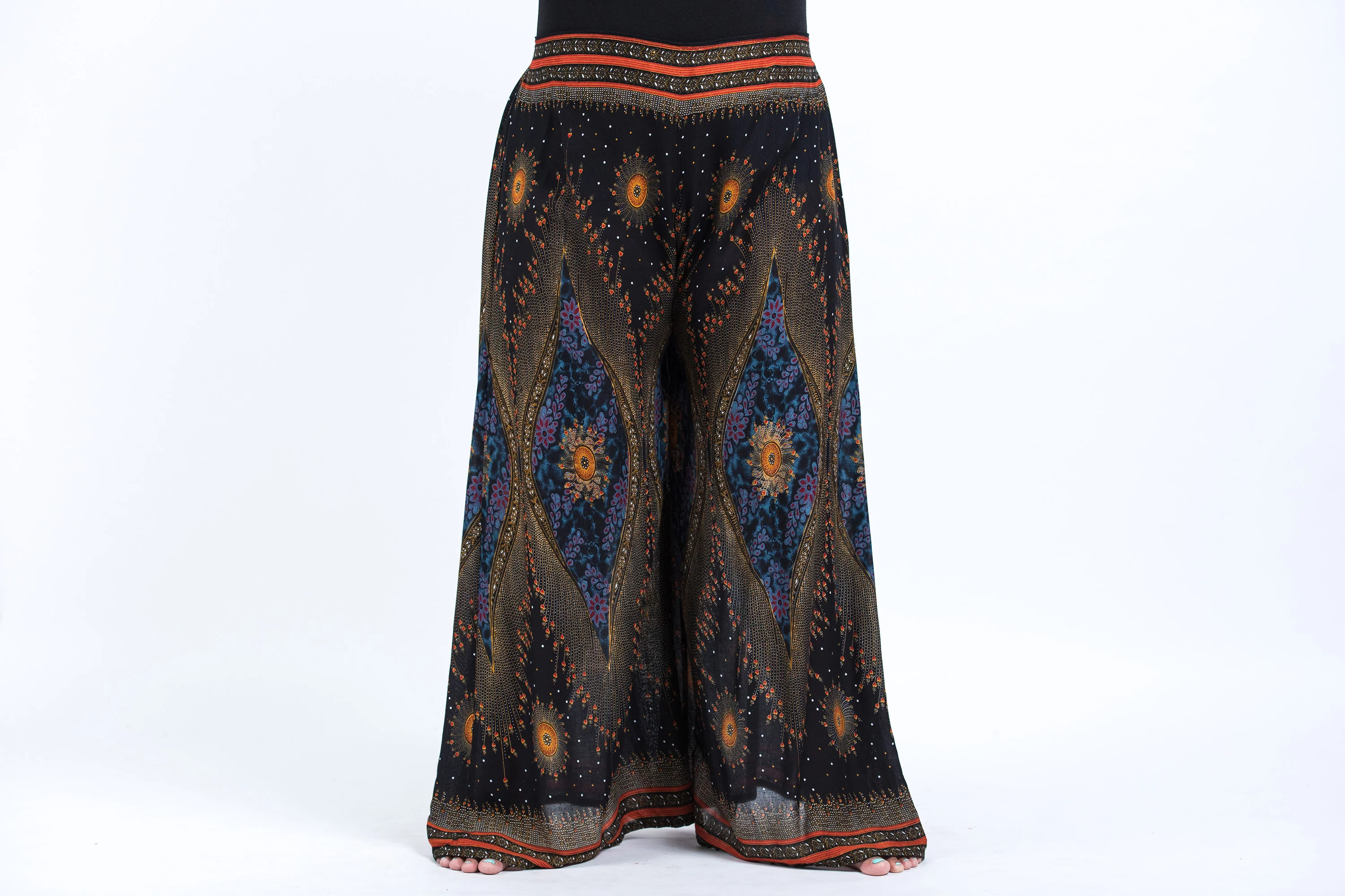 2393-Plus-Size-Peacock-Eyes-Palazzo-Style-Harem-Pants-in-Black-2.webp Plus Size Peacock Eyes Palazzo Style Harem Pants in Black