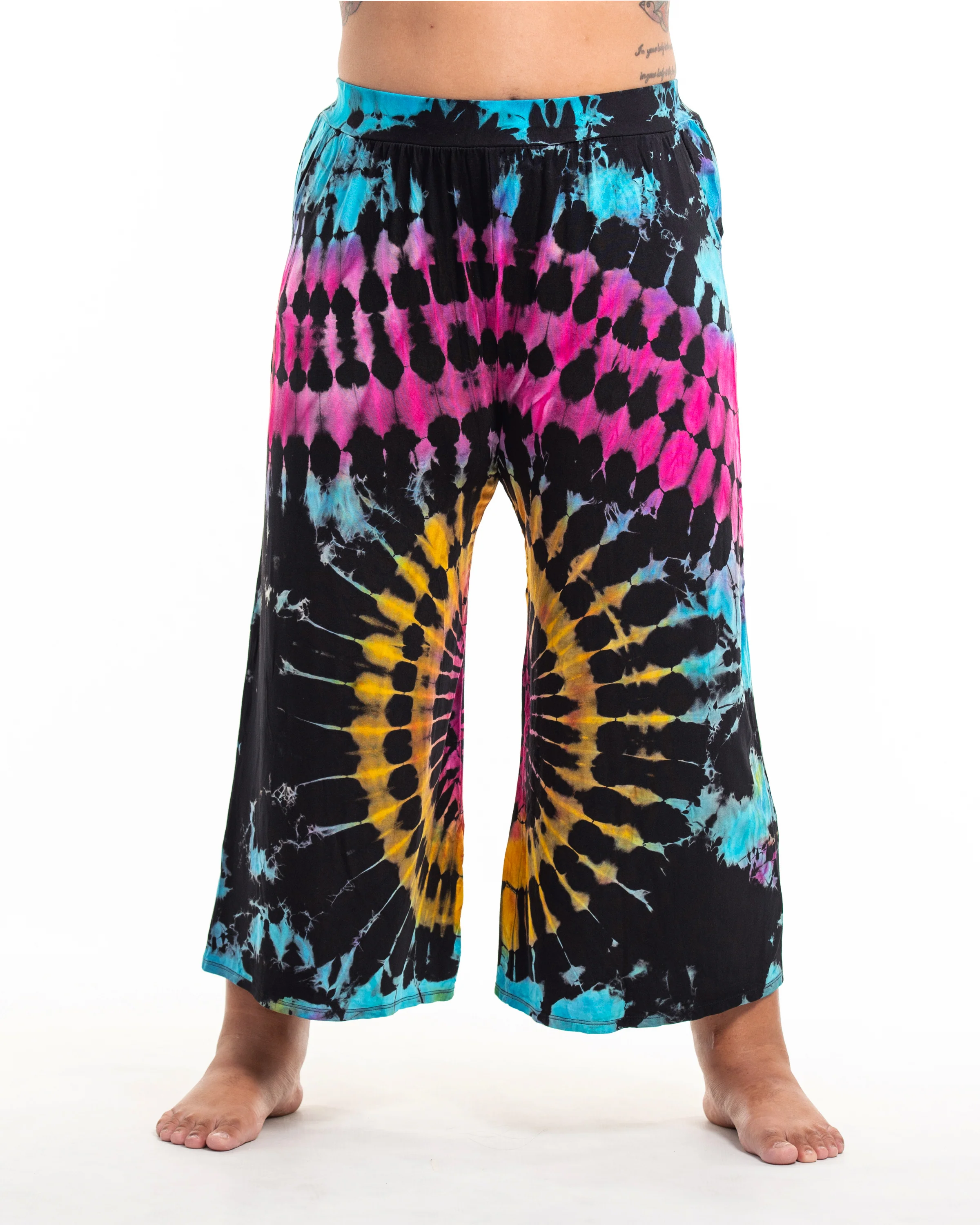 2395-Plus-Size-Tie-Dye-Wide-Leg-Palazzo-Harem-Pants-Cotton-in-Turquoise-2.webp Plus Size Tie Dye Wide Leg Palazzo Harem Pants Cotton in Turquoise