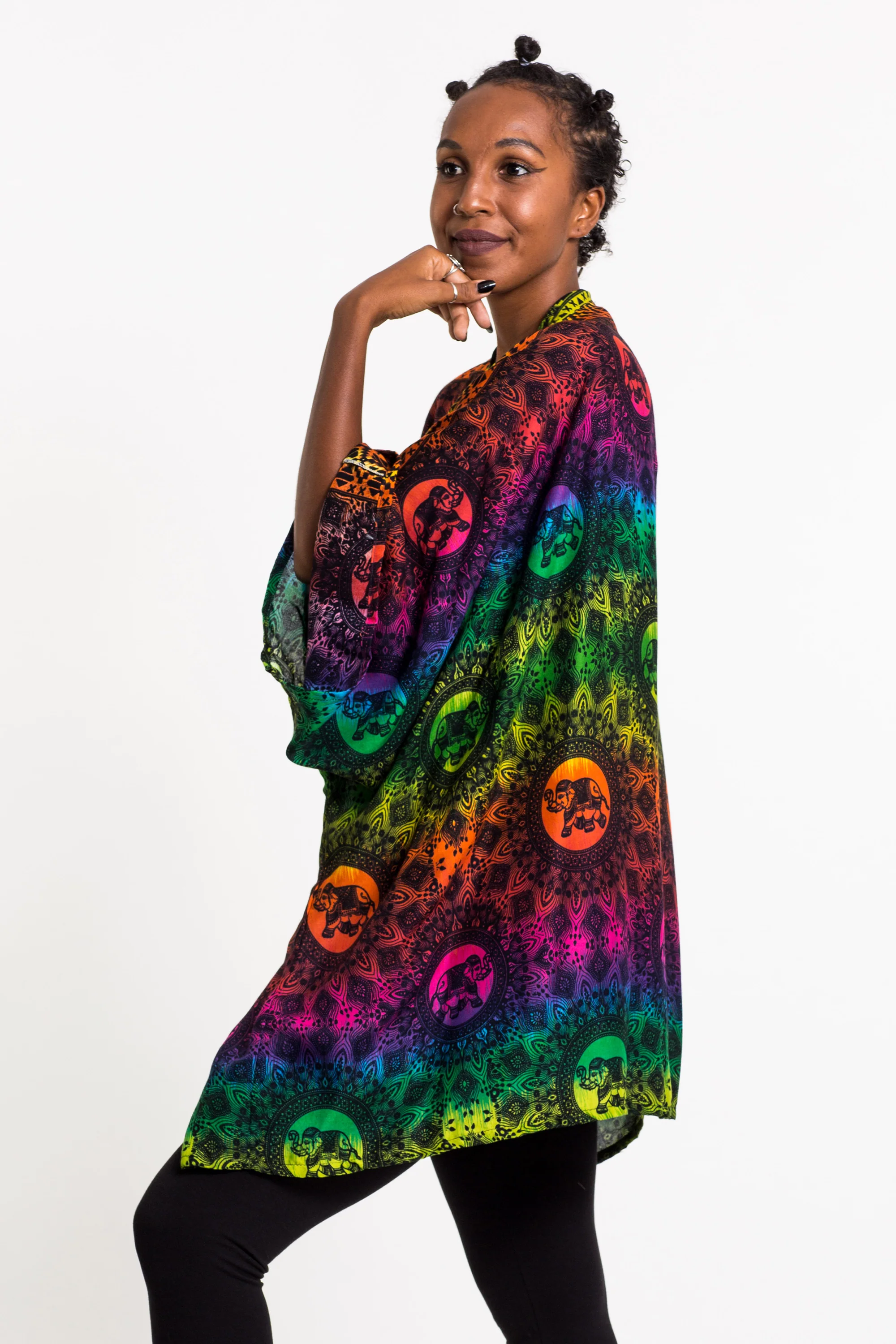2397-Rainbow-Elephant-Kimono-Cardigan-in-Green-3.webp Rainbow Elephant Kimono Cardigan in Green