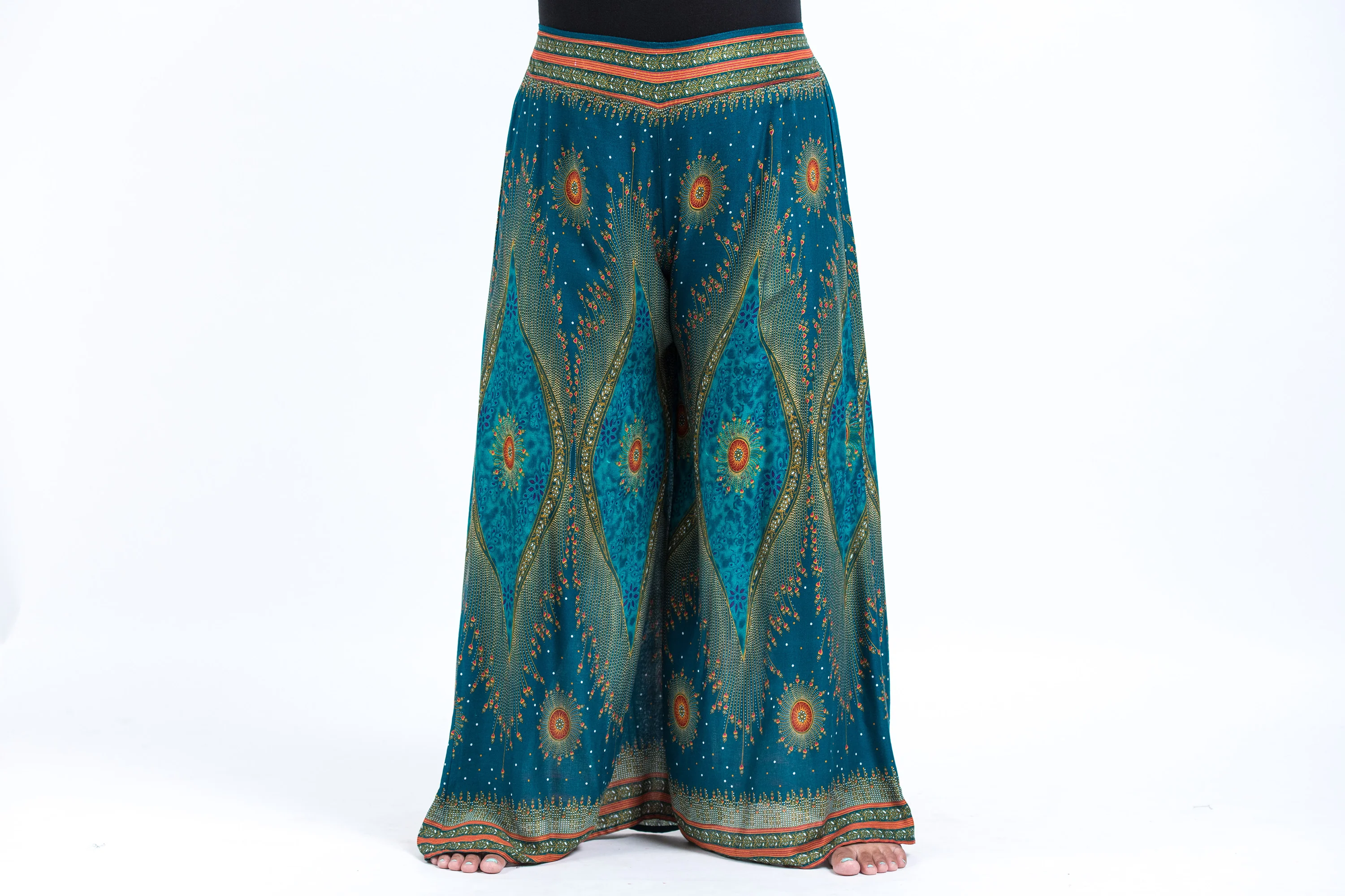 2398-Plus-Size-Peacock-Eyes-Palazzo-Style-Harem-Pants-in-Turquoise-5.webp Plus Size Peacock Eyes Palazzo Style Harem Pants in Turquoise