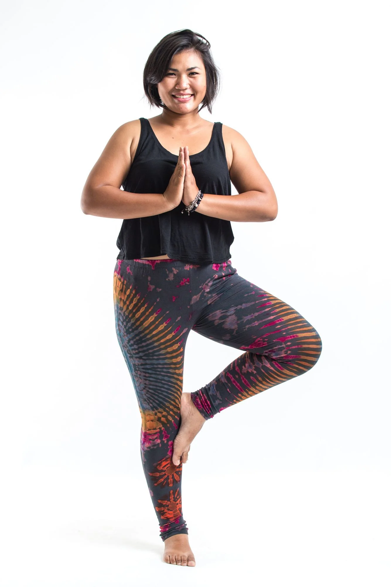 PLUS SIZE Tie Dye Leggings in Festival Gray