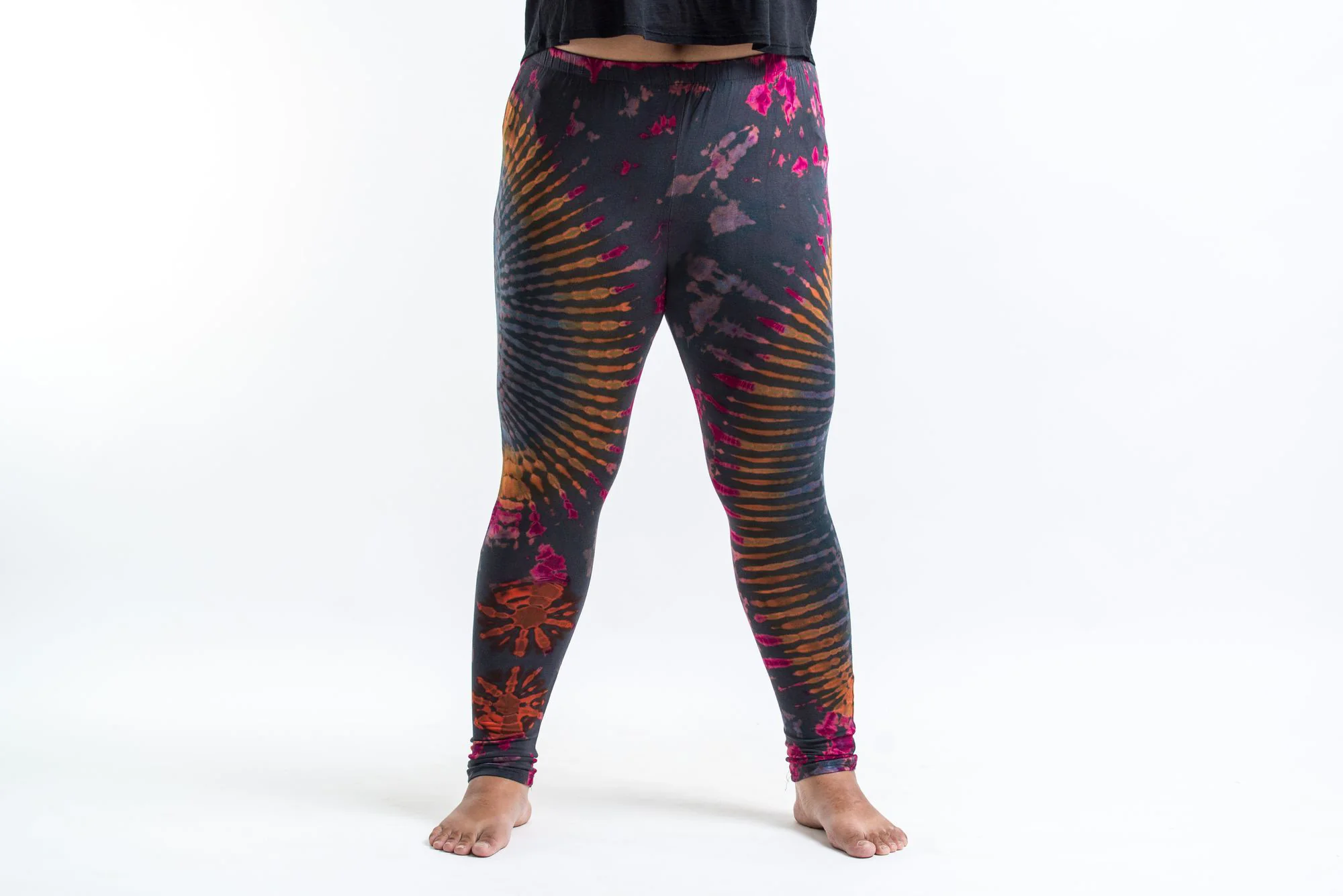 PLUS SIZE Tie Dye Leggings in Festival Gray