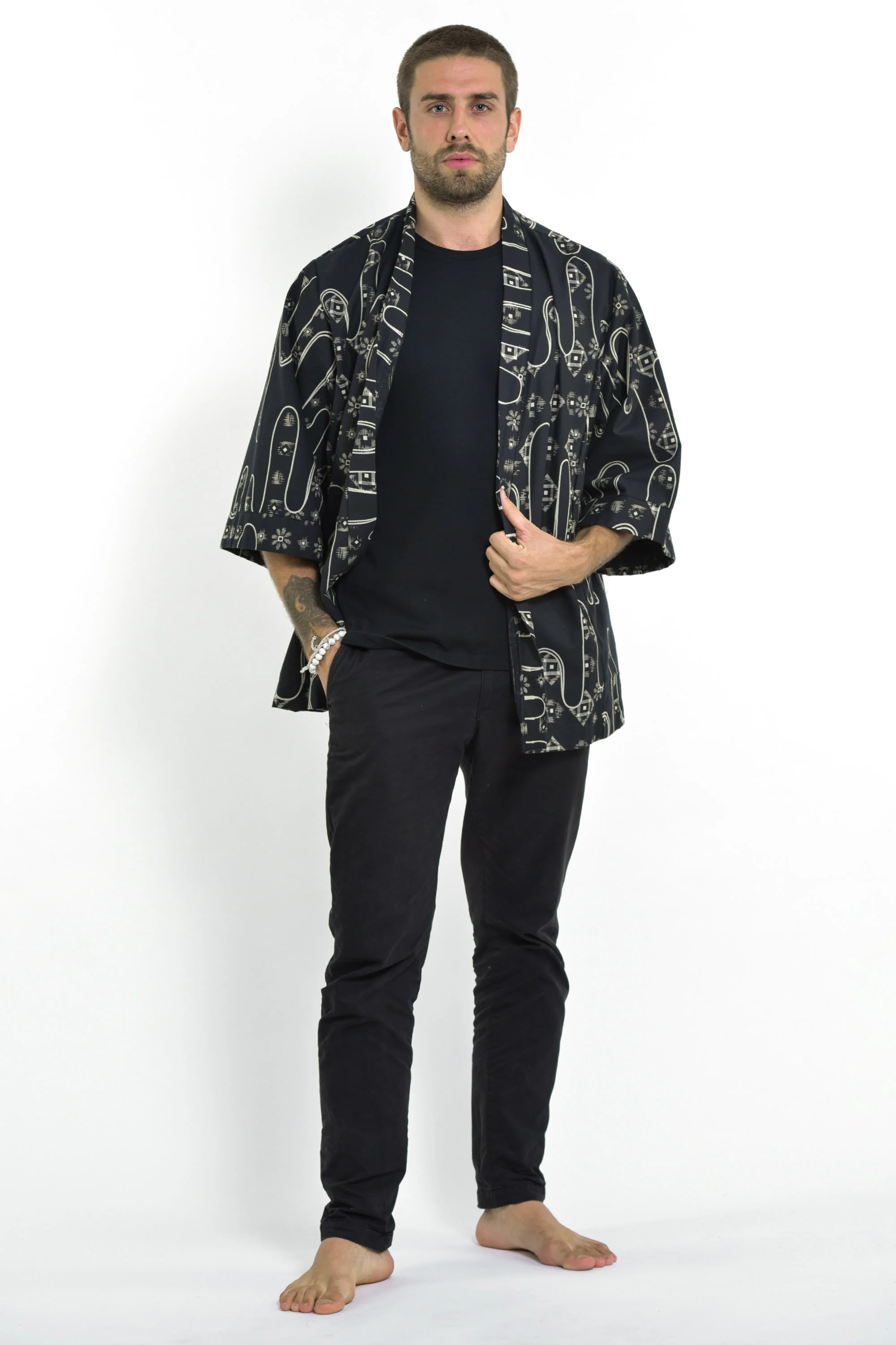 2404-Japanese-Print-Cotton-Kimono-Cardigan-in-Black-6.webp Japanese Print Cotton Kimono Cardigan in Black