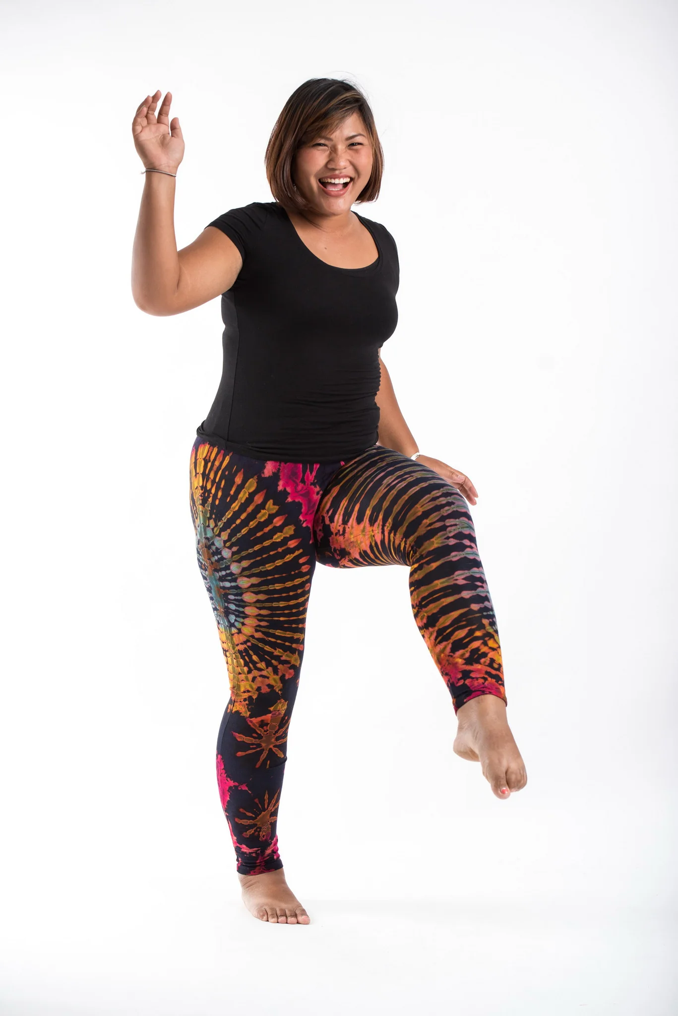 PLUS SIZE Tie Dye Leggings in Festival Navy