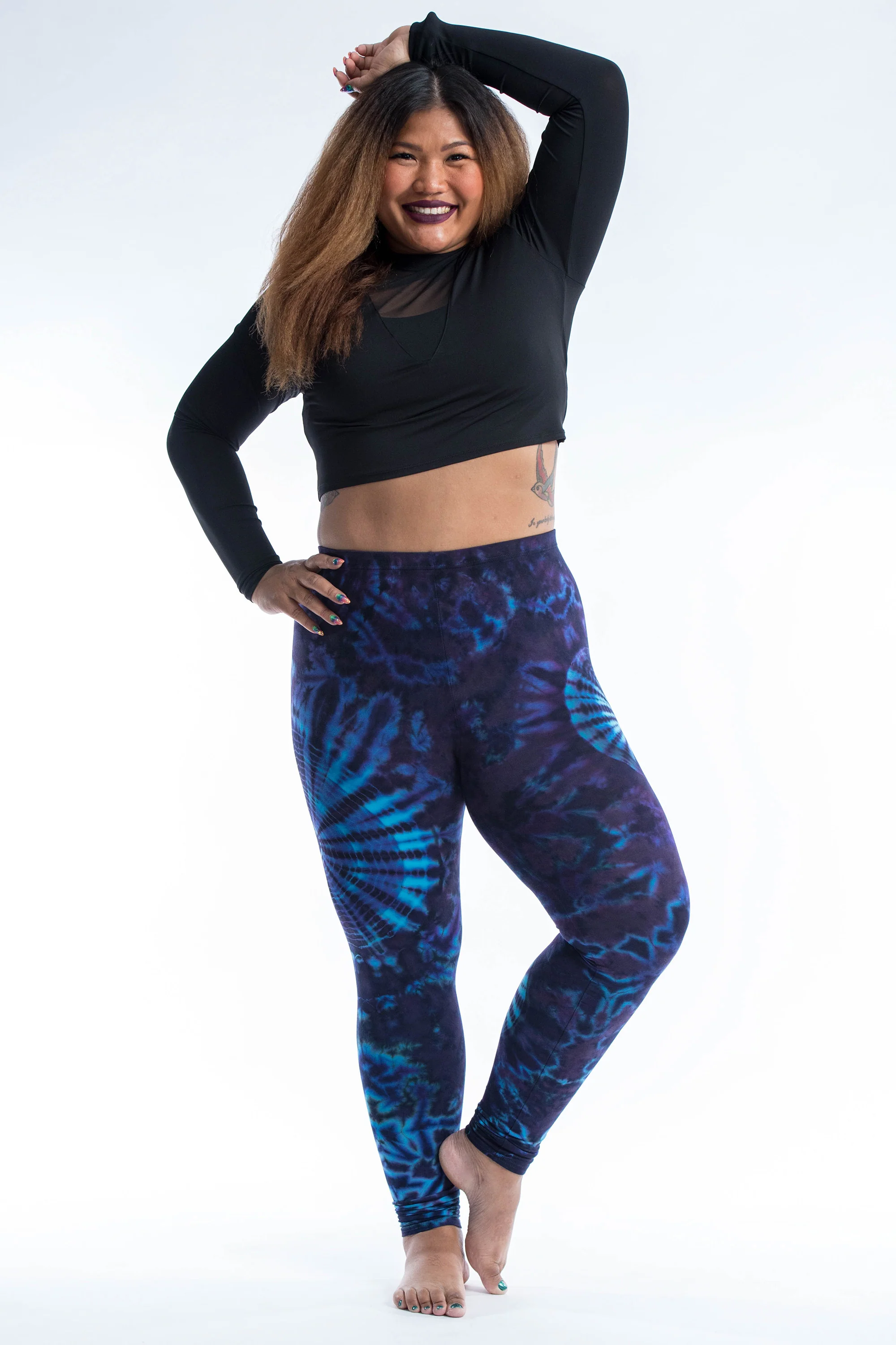 2412-Plus-Size-Swirls-Tie-Dye-Cotton-Leggings-in-Indigo-5.webp Plus Size Swirls Tie Dye Cotton Leggings in Indigo