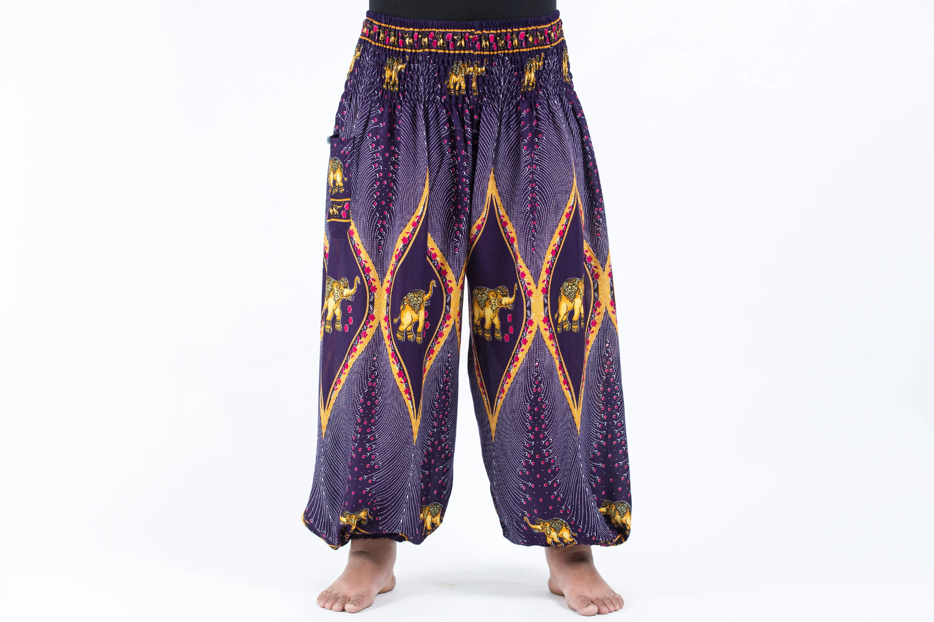 Plus Size Peacock Elephant Women's Elephant Pants in Purple