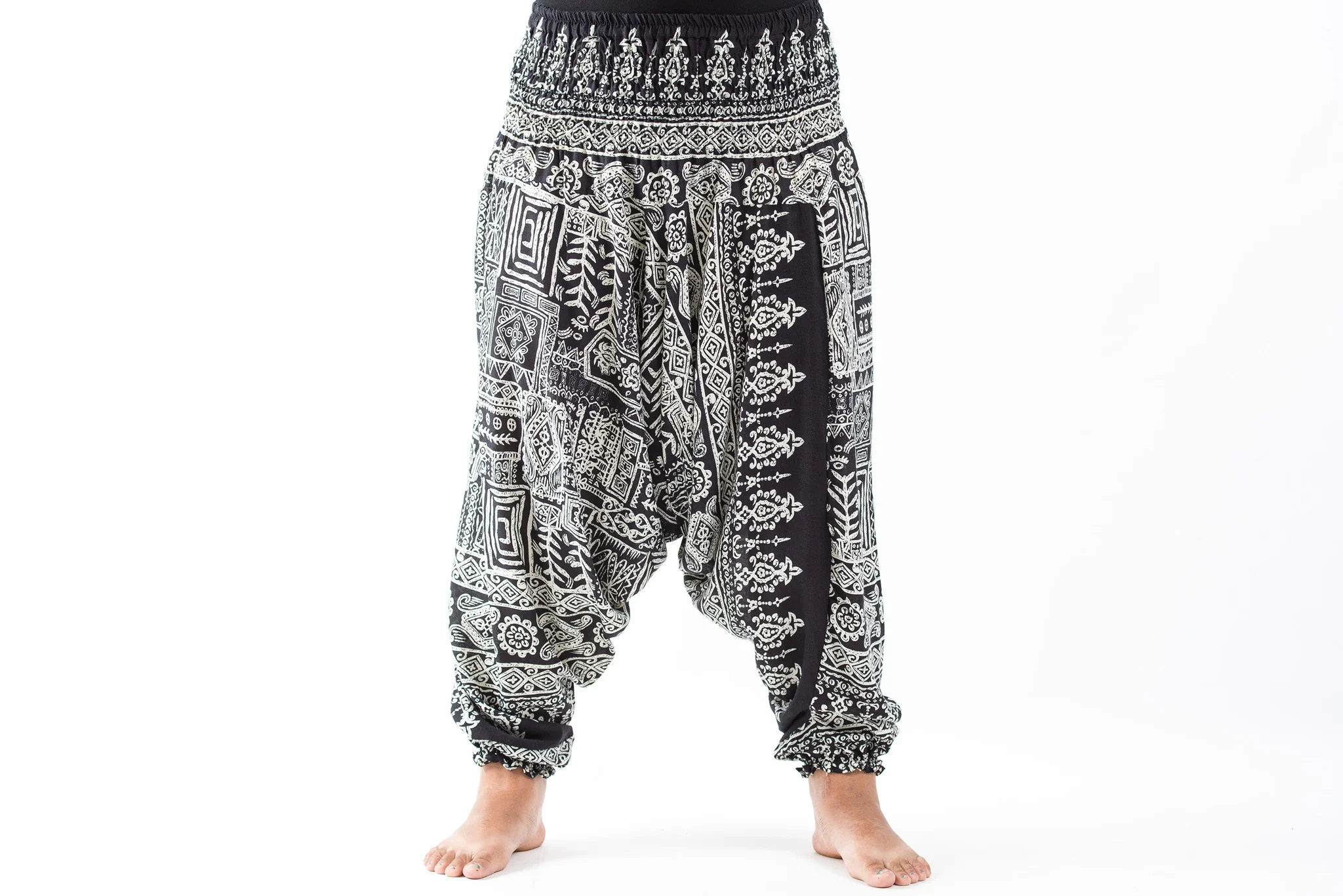 2415-Plus-Size-Tribal-Prints-2-in-1-Jumpsuit-Harem-Pants-in-Black-2.webp Plus Size Tribal Prints 2-in-1 Jumpsuit Harem Pants in Black