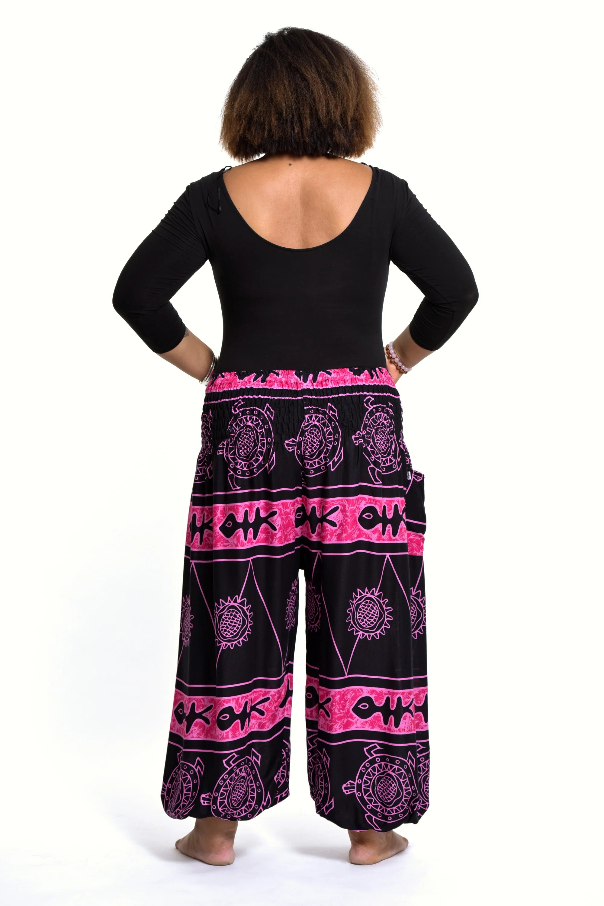 2418-Plus-Size-Turtle-Print-Women-s-Harem-Pants-in-Pink-5.webp Plus Size Turtle Print Women's Harem Pants in Pink