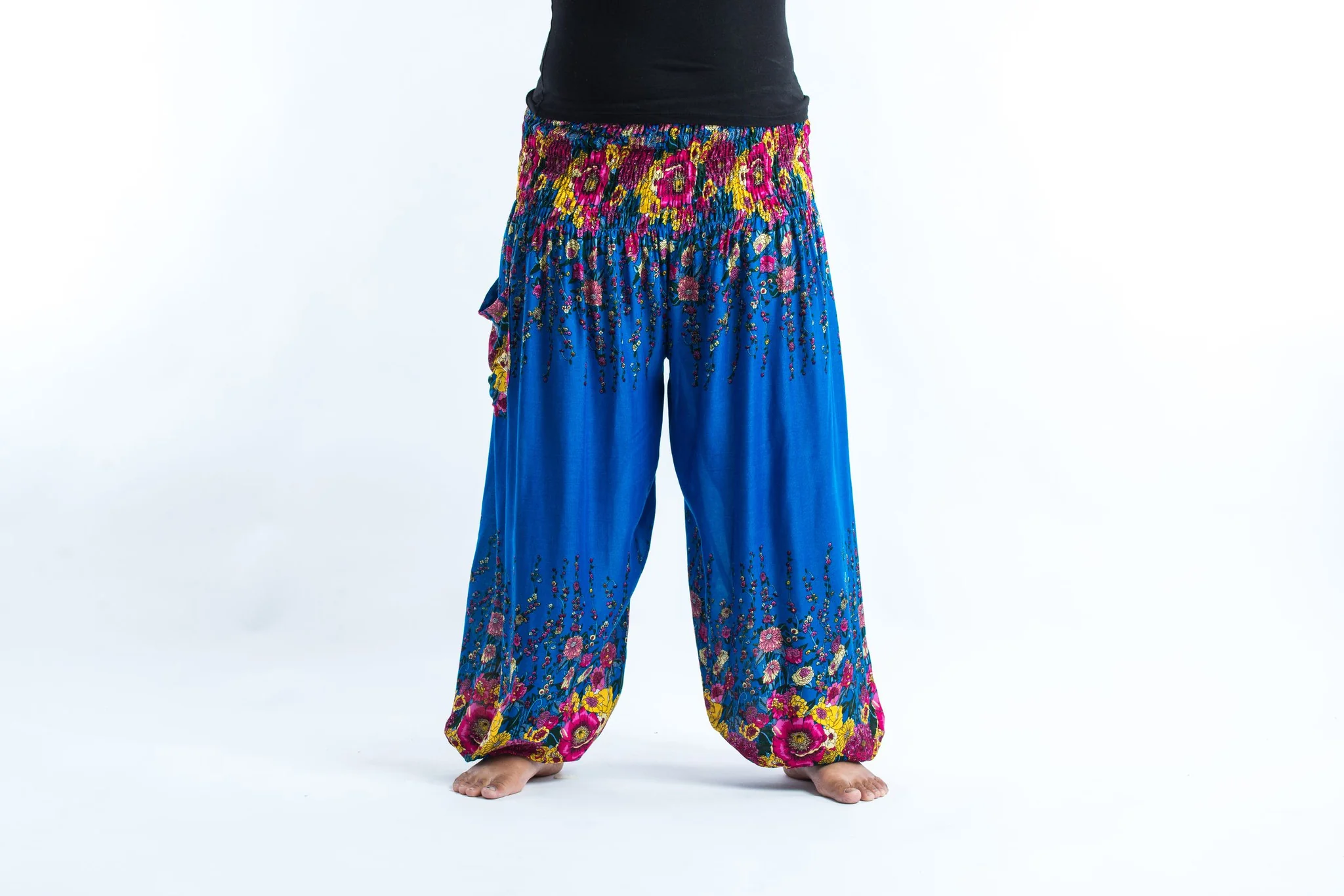 2421-Plus-Size-Floral-Women-s-Harem-Pants-in-Ocean-Blue-2.webp Plus Size Floral Women's Harem Pants in Ocean Blue