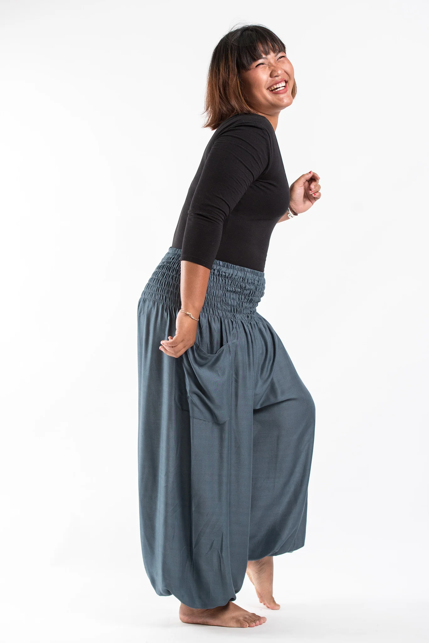 2427-Plus-Size-Solid-Color-Women-s-Harem-Pants-in-Gray-3.webp Plus Size Solid Color Women's Harem Pants in Gray