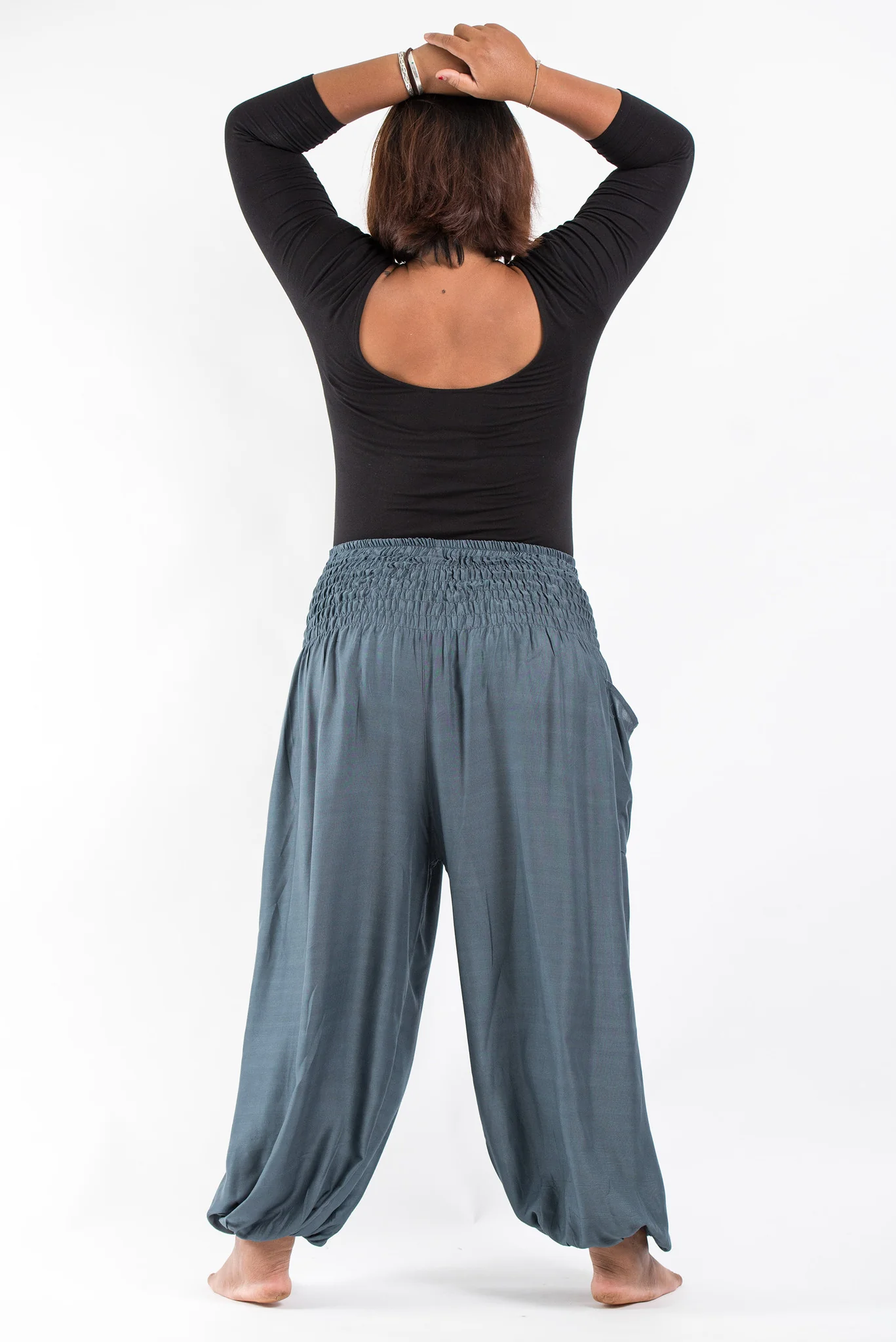 2427-Plus-Size-Solid-Color-Women-s-Harem-Pants-in-Gray-4.webp Plus Size Solid Color Women's Harem Pants in Gray