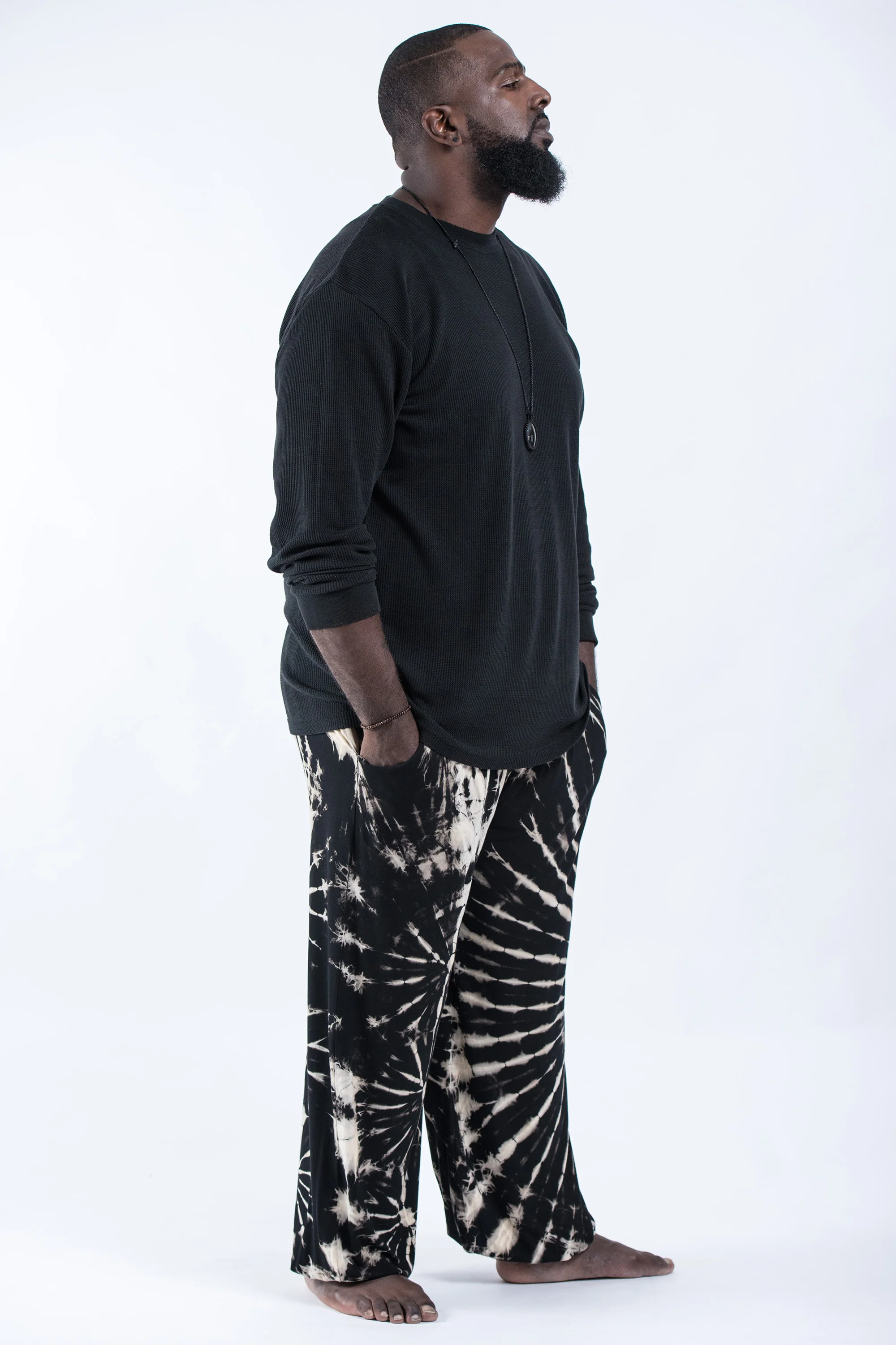 2430-Plus-Size-Tie-Dye-Cotton-Men-Harem-Pants-in-Black-and-White-3.webp Plus Size Tie Dye Cotton Men Harem Pants in Black and White