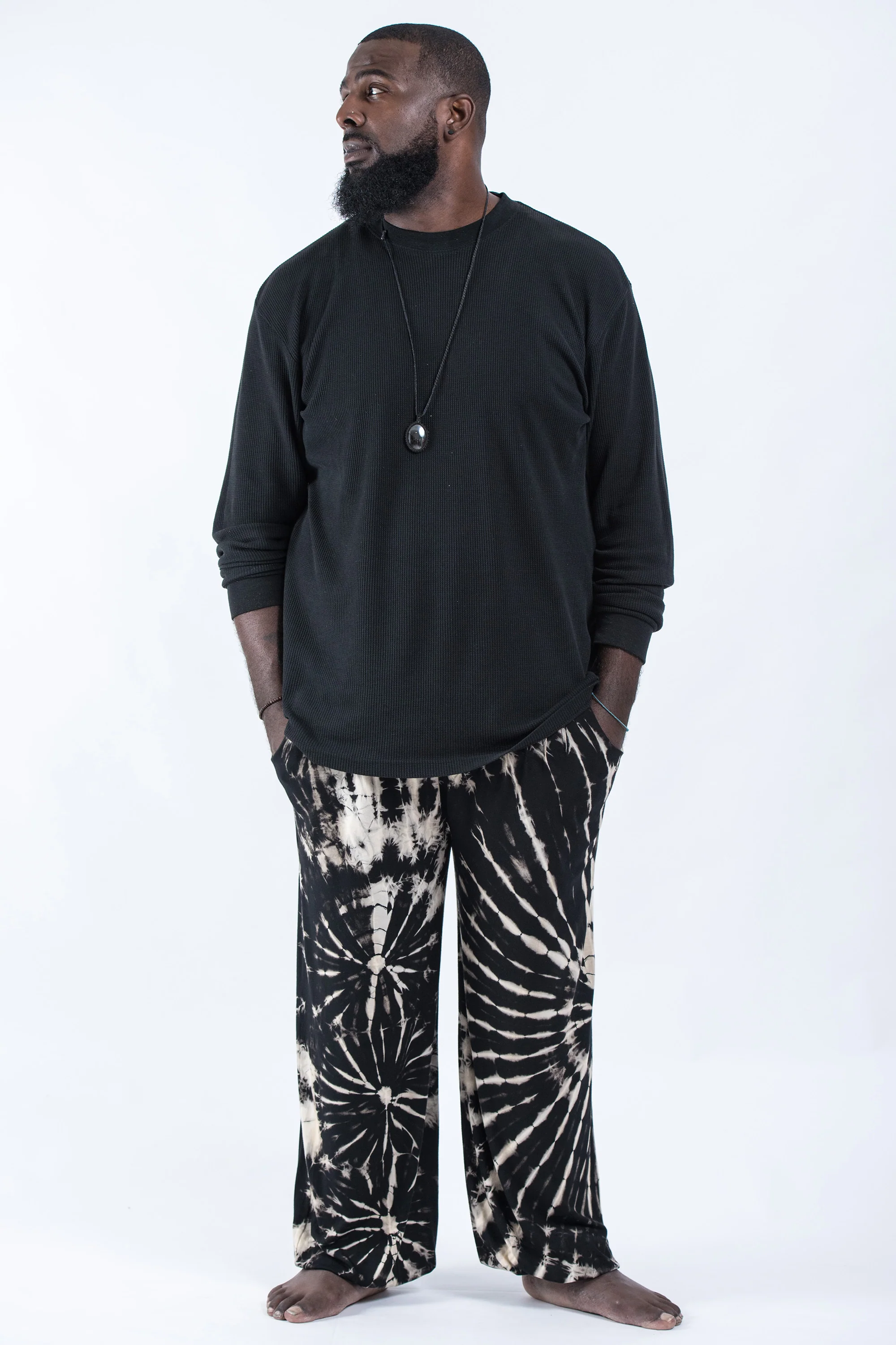 2430-Plus-Size-Tie-Dye-Cotton-Men-Harem-Pants-in-Black-and-White-4.webp Plus Size Tie Dye Cotton Men Harem Pants in Black and White