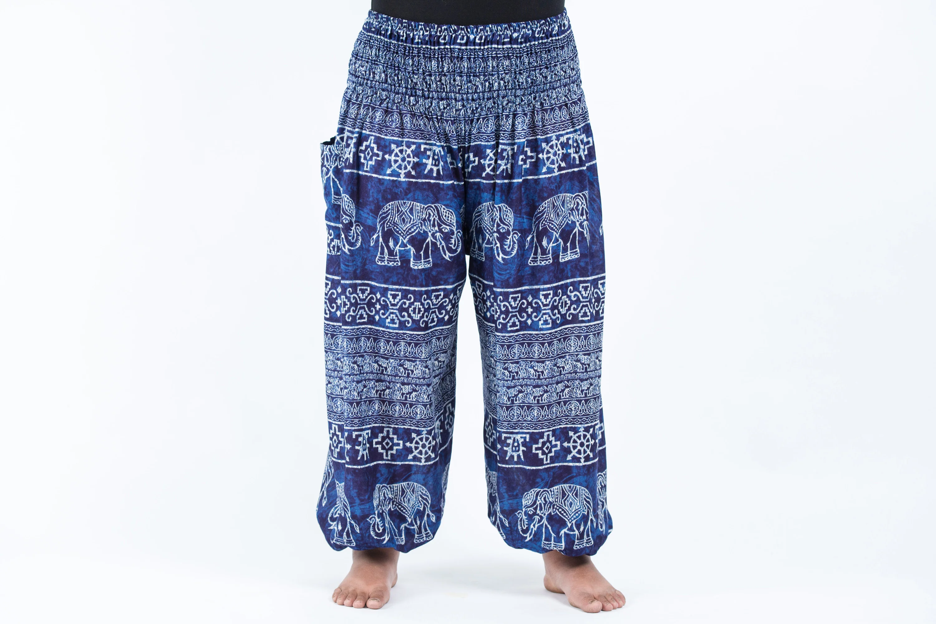 Plus Size Marble Elephant Women's Elephant Pants in Blue