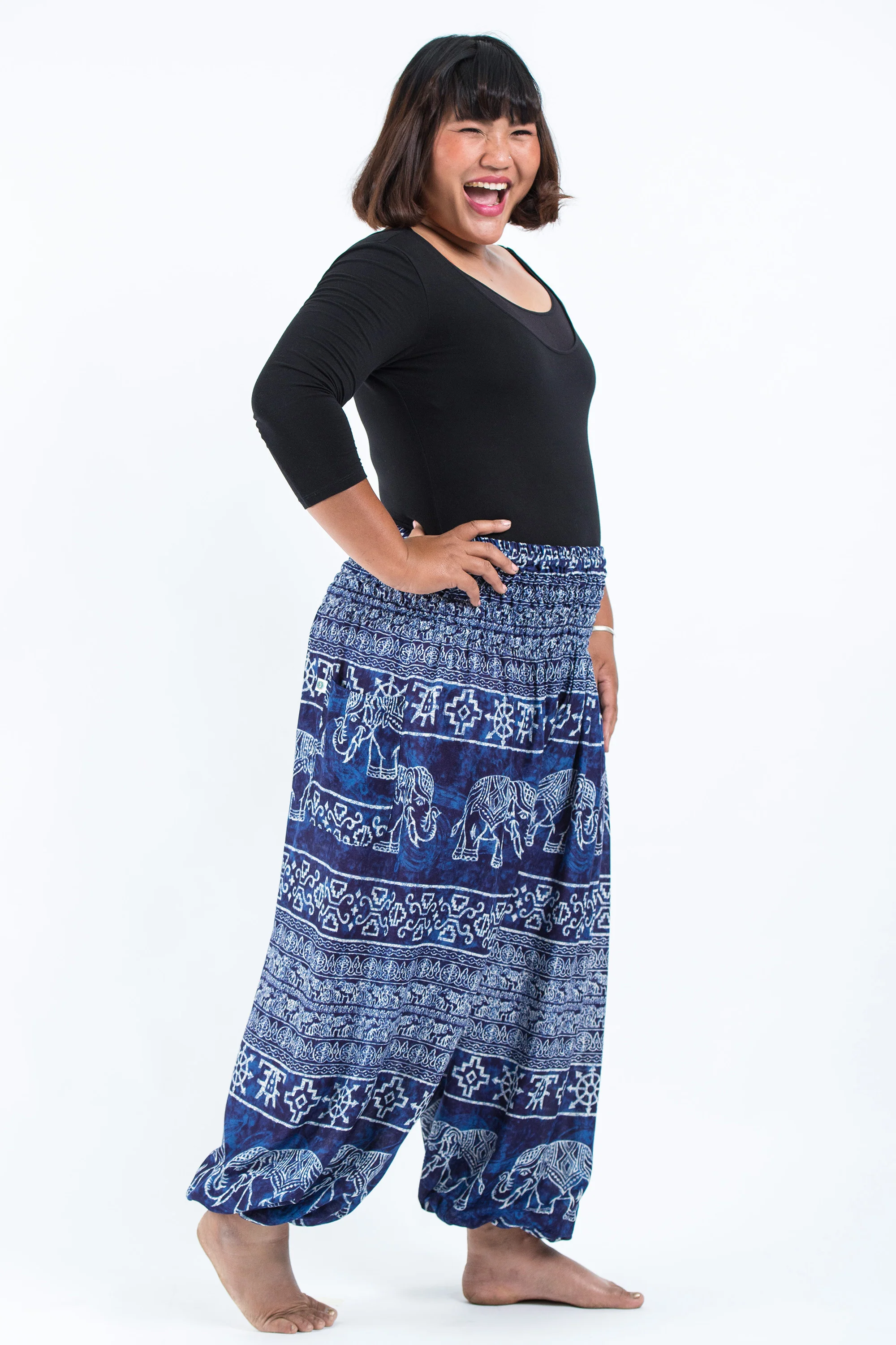 2434-Plus-Size-Marble-Elephant-Women-s-Elephant-Pants-in-Blue-3.webp Plus Size Marble Elephant Women's Elephant Pants in Blue