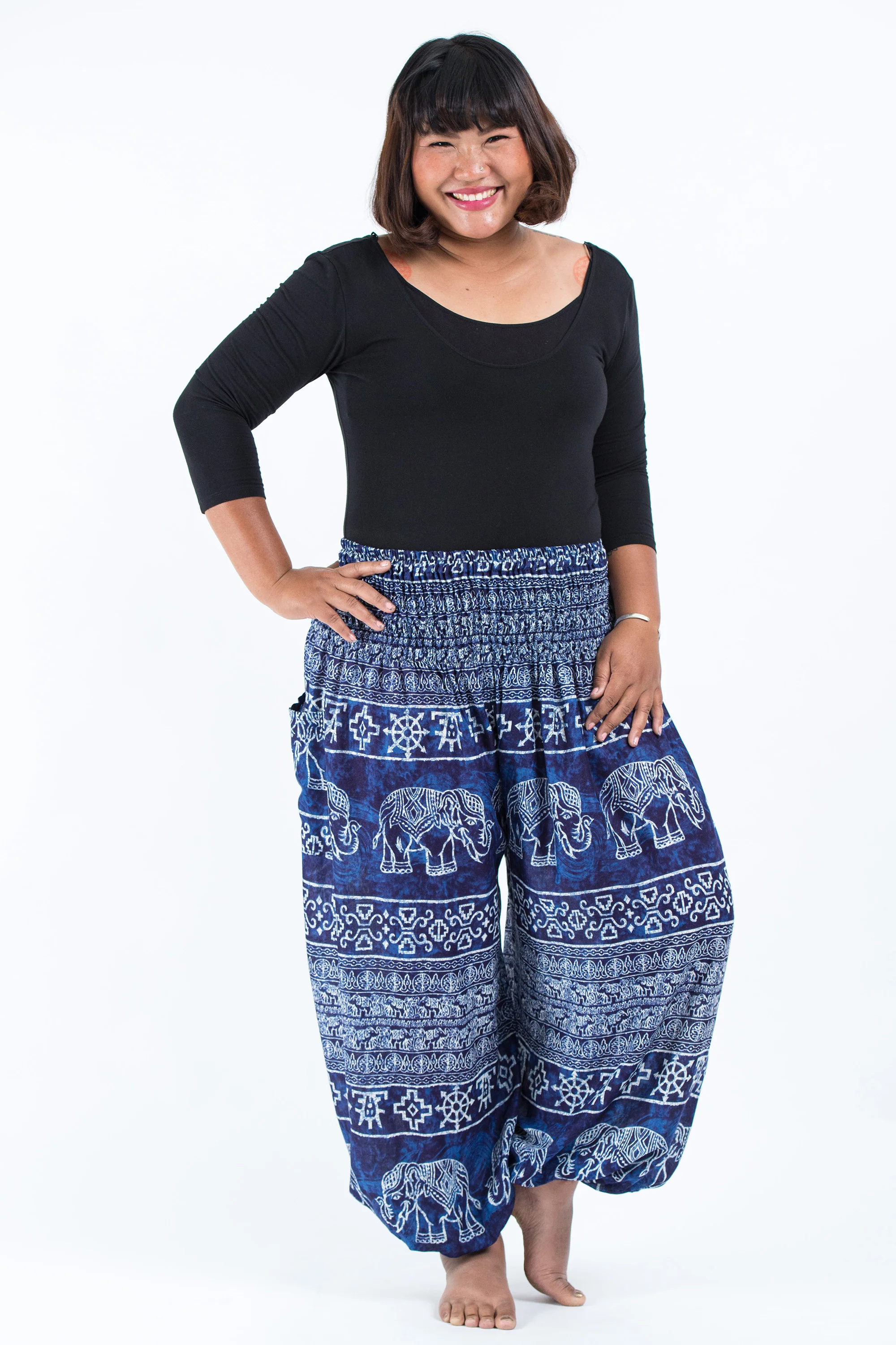 2434-Plus-Size-Marble-Elephant-Women-s-Elephant-Pants-in-Blue-5.webp Plus Size Marble Elephant Women's Elephant Pants in Blue