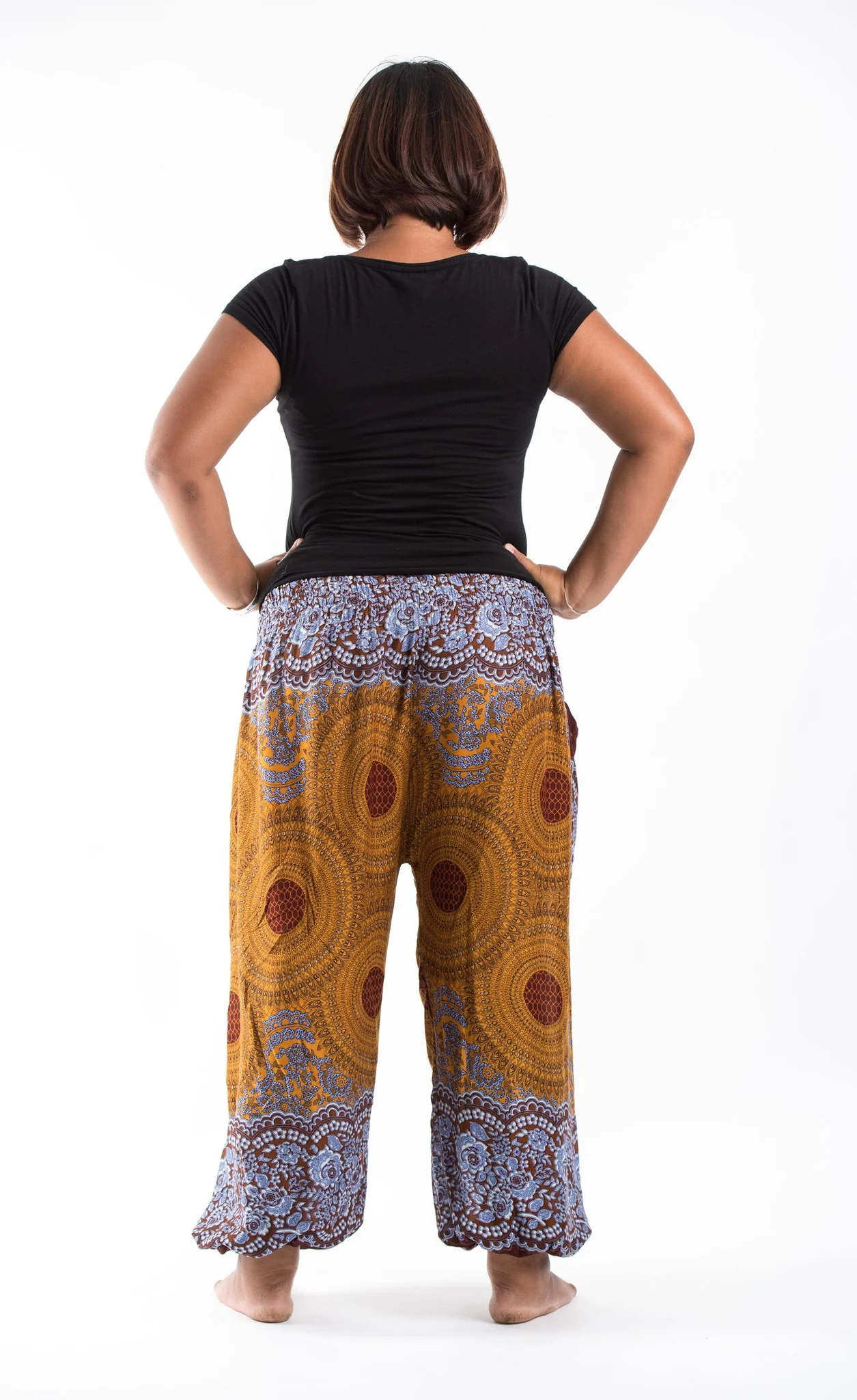 2437-Plus-Size-Geometric-Mandalas-Women-s-Harem-Pants-in-Bronze-4.webp Plus Size Geometric Mandalas Women's Harem Pants in Bronze