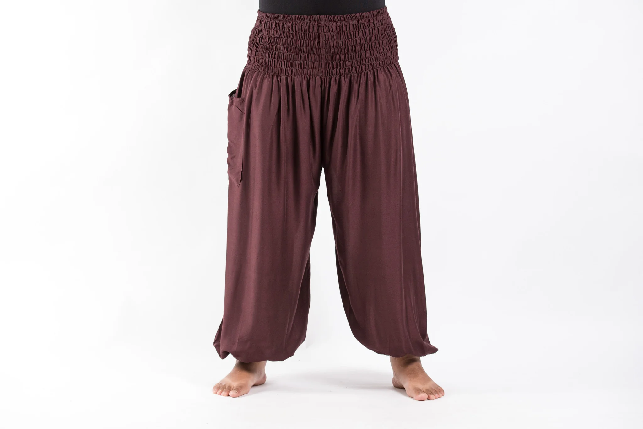 Plus Size Solid Color Women's Harem Pants in Brown
