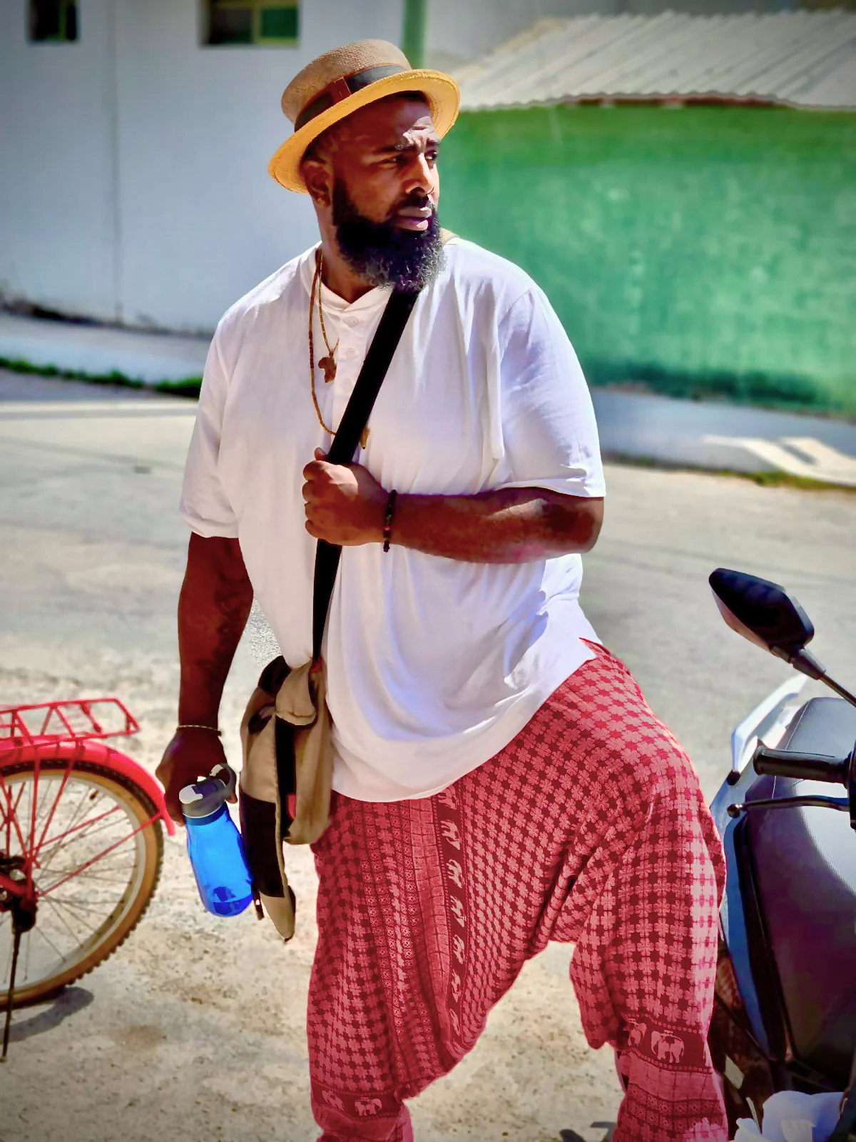 Plus Size Hill Tribe Elephant Men's Elephant Pants in Red