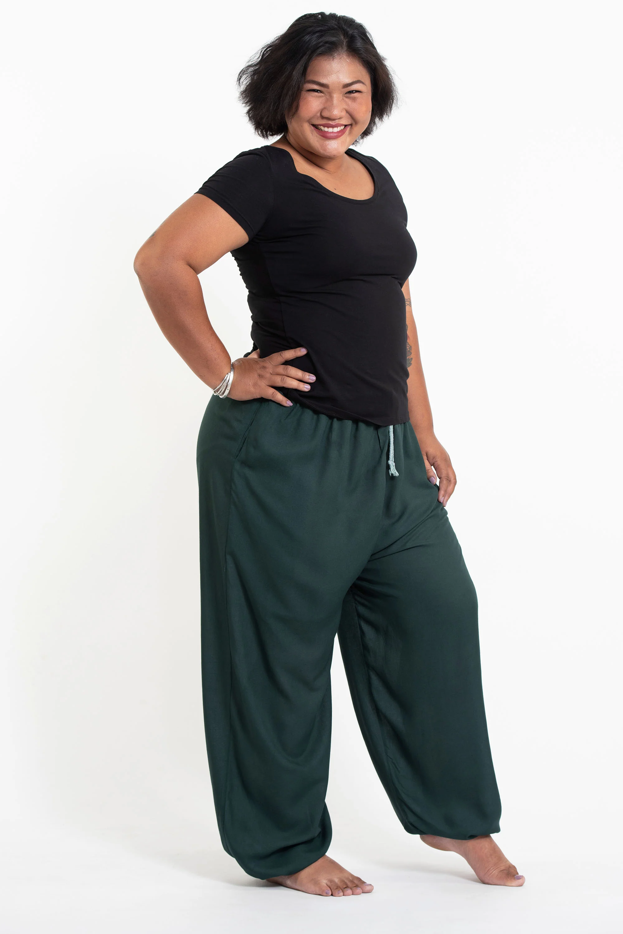 2441-Plus-Size-Solid-Color-Drawstring-Women-s-Yoga-Massage-Pants-in-Dark-Teal-3.webp Plus Size Solid Color Drawstring Women's Yoga Massage Pants in Dark Teal