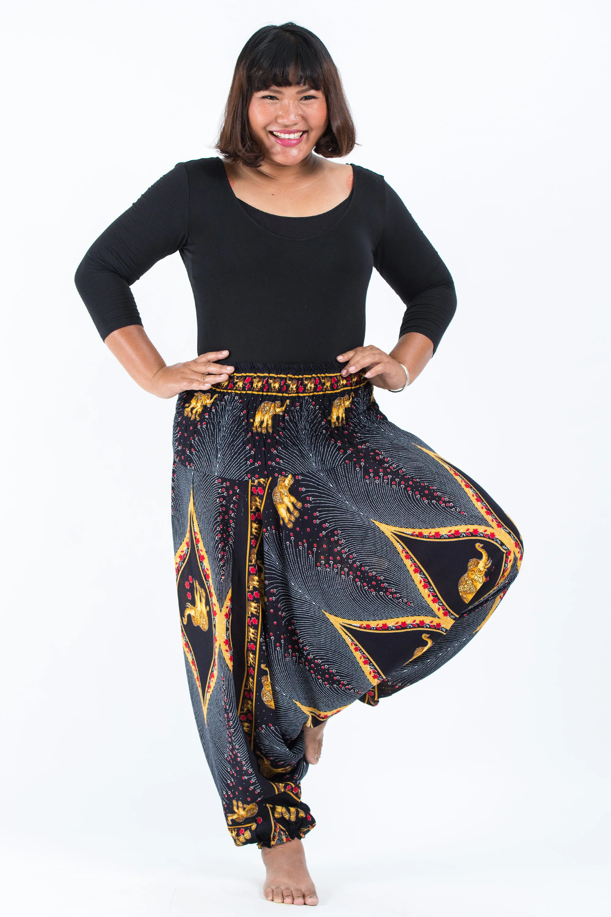 2446-Plus-Size-Peacock-Elephant-2-in-1-Jumpsuit-Elephant-Pants-in-Black-5.webp Plus Size Peacock Elephant 2-in-1 Jumpsuit Elephant Pants in Black