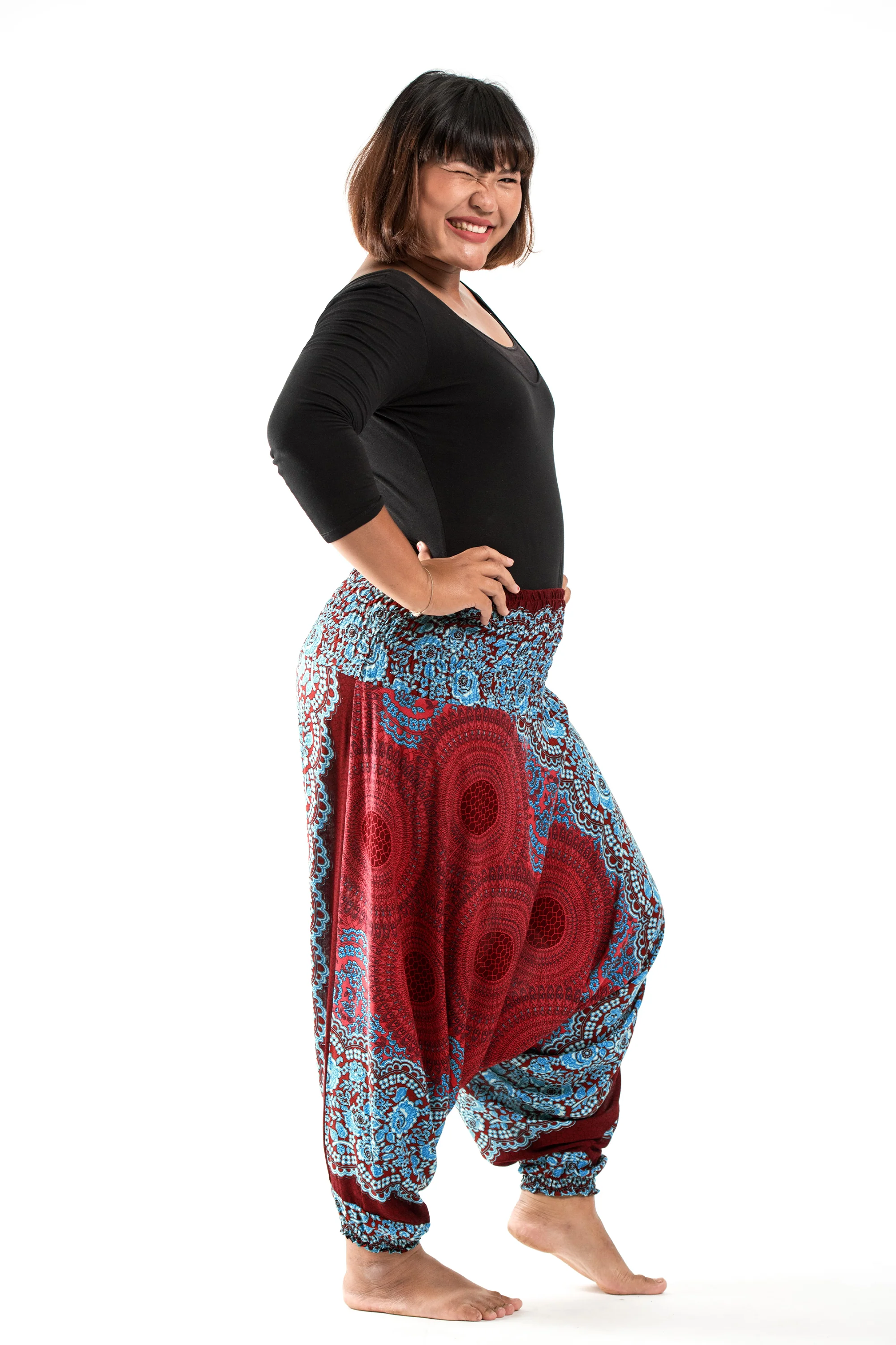 2449-Plus-Size-Geometric-Mandalas-2-in-1-Jumpsuit-Harem-Pants-in-Red-3.webp Plus Size Geometric Mandalas 2-in-1 Jumpsuit Harem Pants in Red