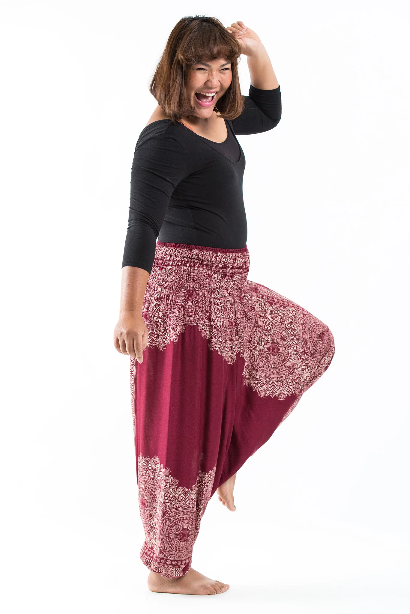 2453-Plus-Size-Floral-Mandalas-2-in-1-Jumpsuit-Harem-Pants-in-Red-3.webp Plus Size Floral Mandalas 2-in-1 Jumpsuit Harem Pants in Red