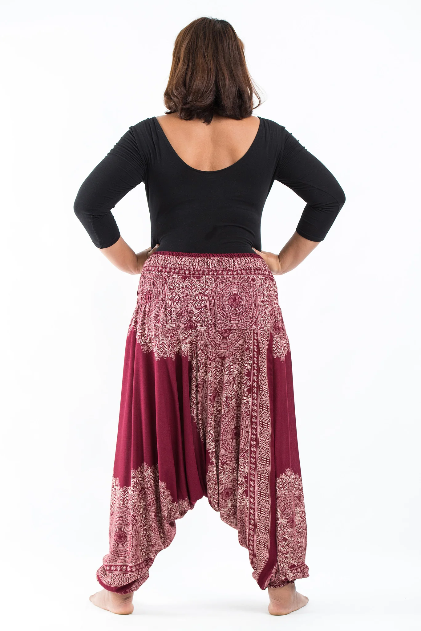 2453-Plus-Size-Floral-Mandalas-2-in-1-Jumpsuit-Harem-Pants-in-Red-4.webp Plus Size Floral Mandalas 2-in-1 Jumpsuit Harem Pants in Red