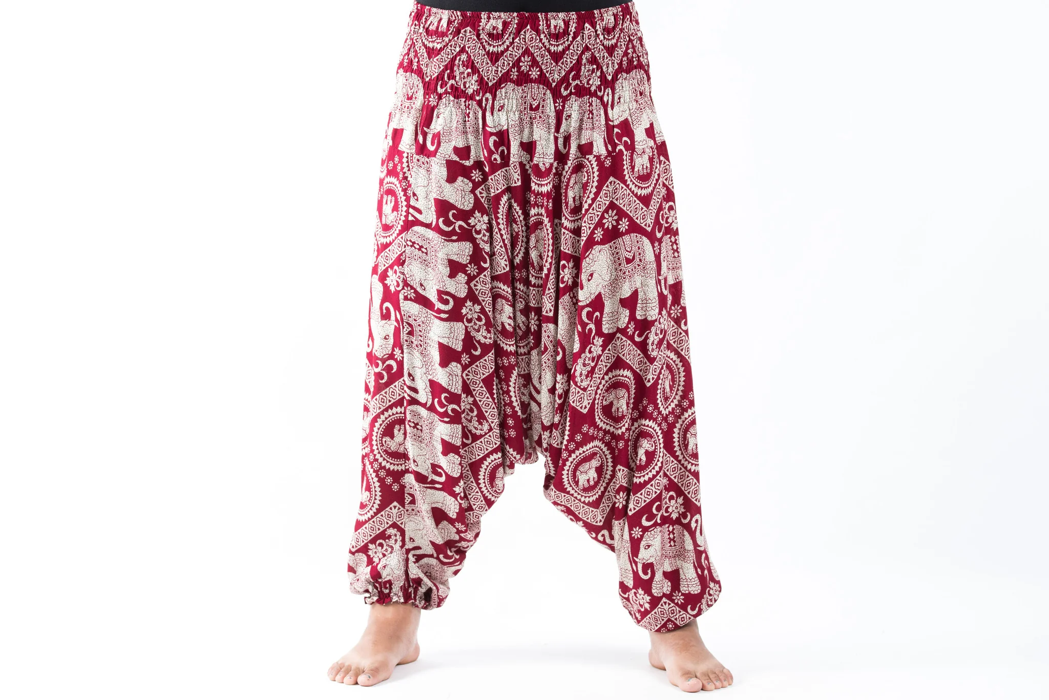 Plus Size Imperial Elephant 2-in-1 Jumpsuit Elephant Pants in Red