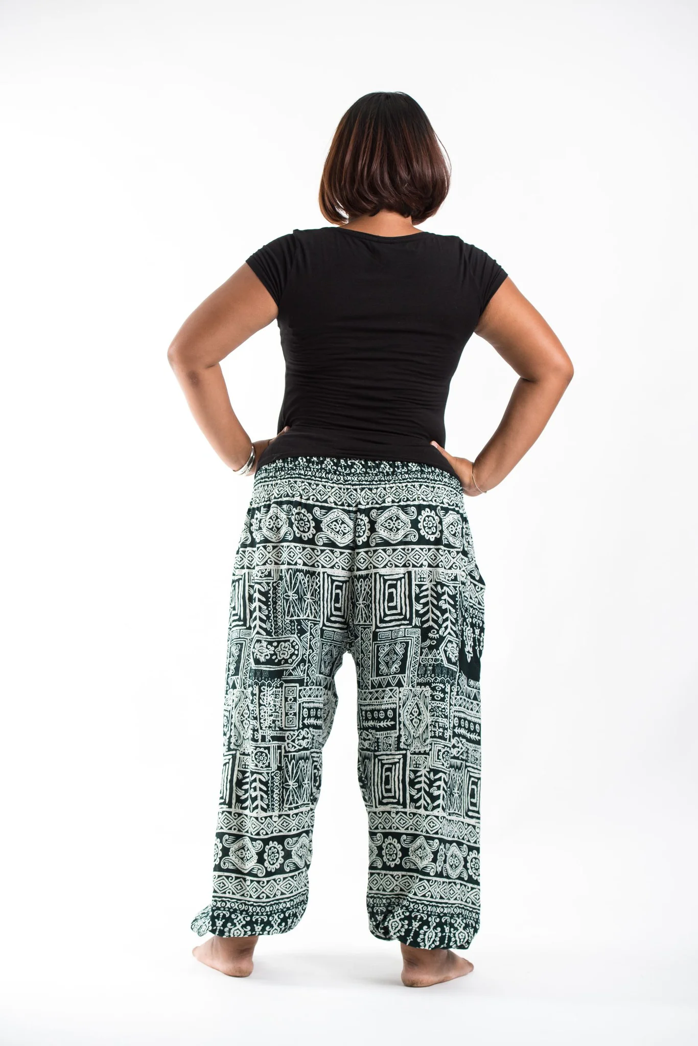 2458-Plus-Size-Tribal-Prints-Women-s-Harem-Pants-in-Green-4.webp Plus Size Tribal Prints Women's Harem Pants in Green
