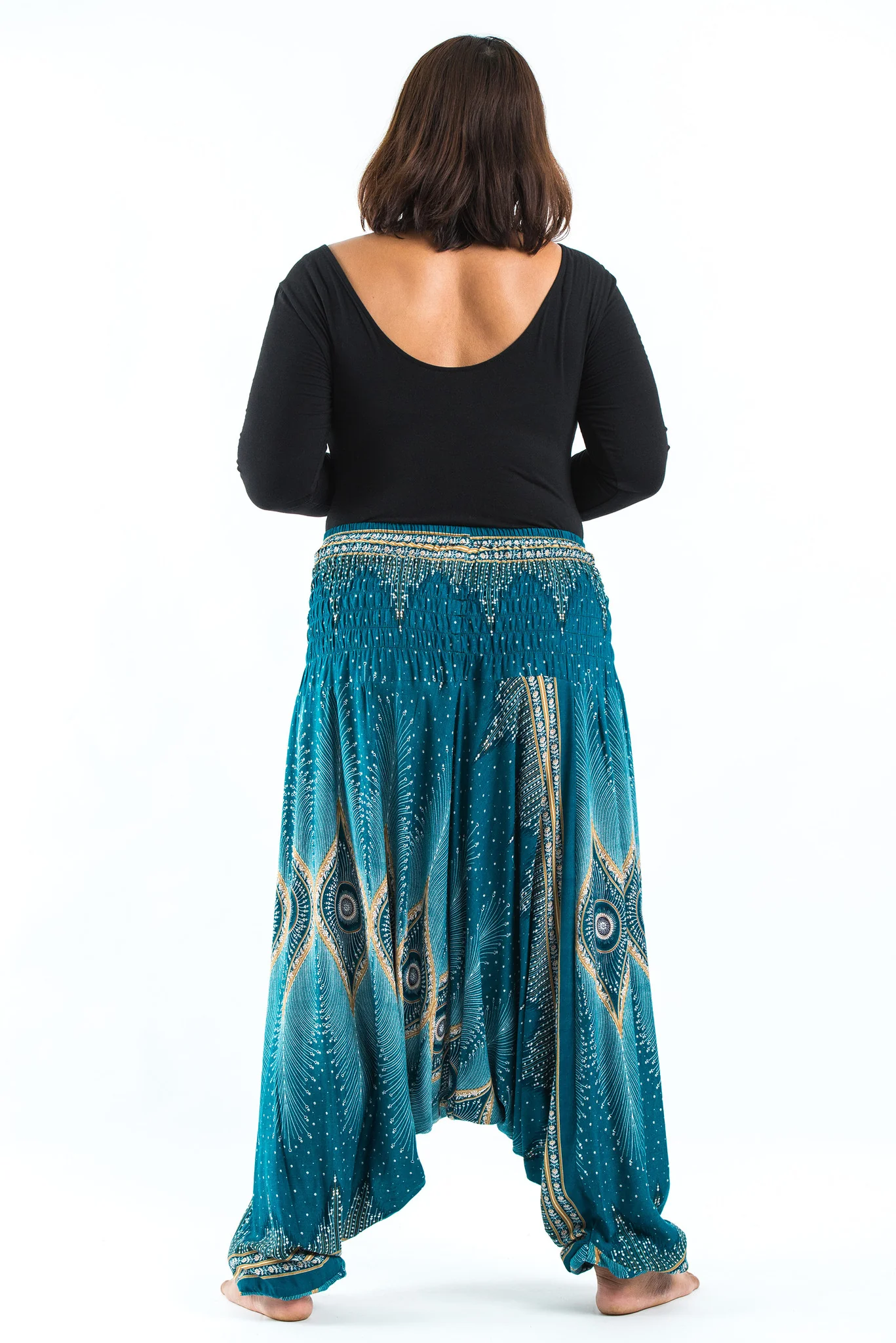 2459-Plus-Size-Diamond-Peacock-2-in-1-Jumpsuit-Harem-Pants-in-Turquoise-4.webp Plus Size Diamond Peacock 2-in-1 Jumpsuit Harem Pants in Turquoise