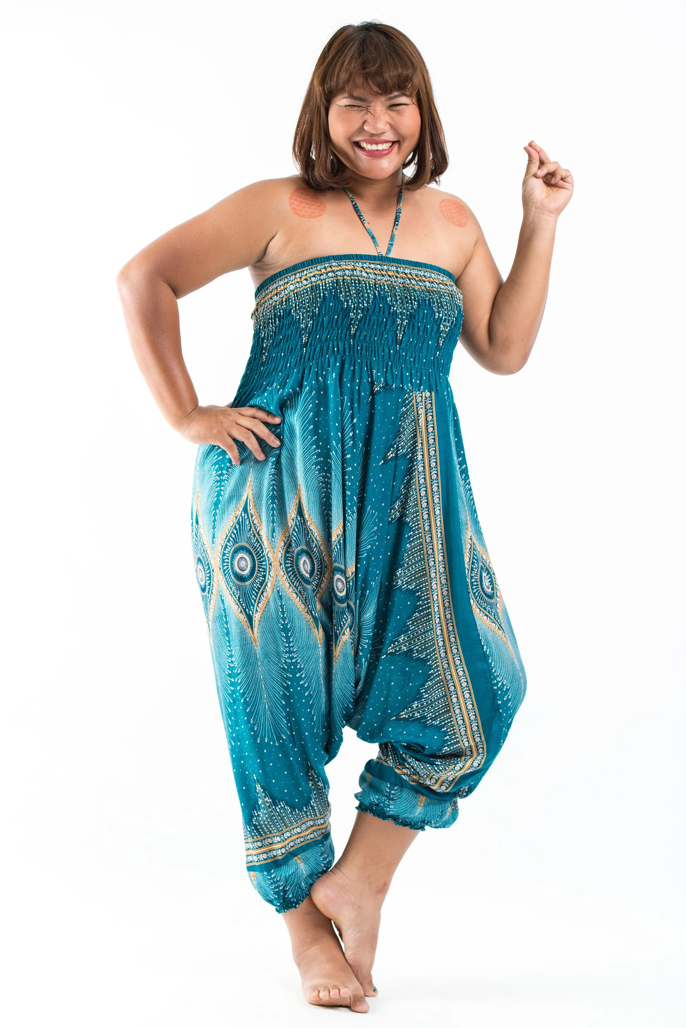 2459-Plus-Size-Diamond-Peacock-2-in-1-Jumpsuit-Harem-Pants-in-Turquoise-5.webp Plus Size Diamond Peacock 2-in-1 Jumpsuit Harem Pants in Turquoise